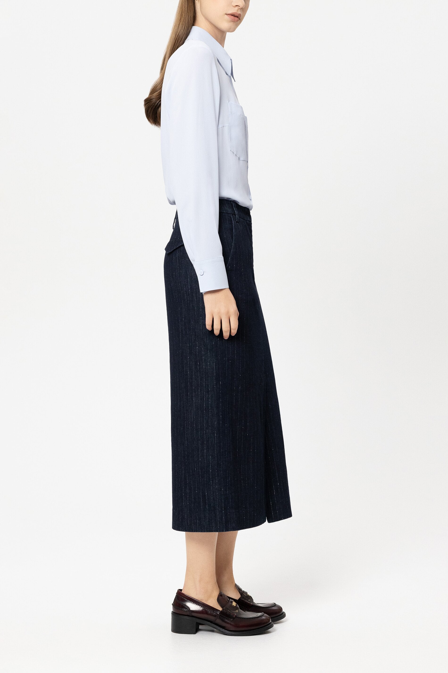 Hemdbluse aus Seiden-Mix - light blue - Standard | Model Seite