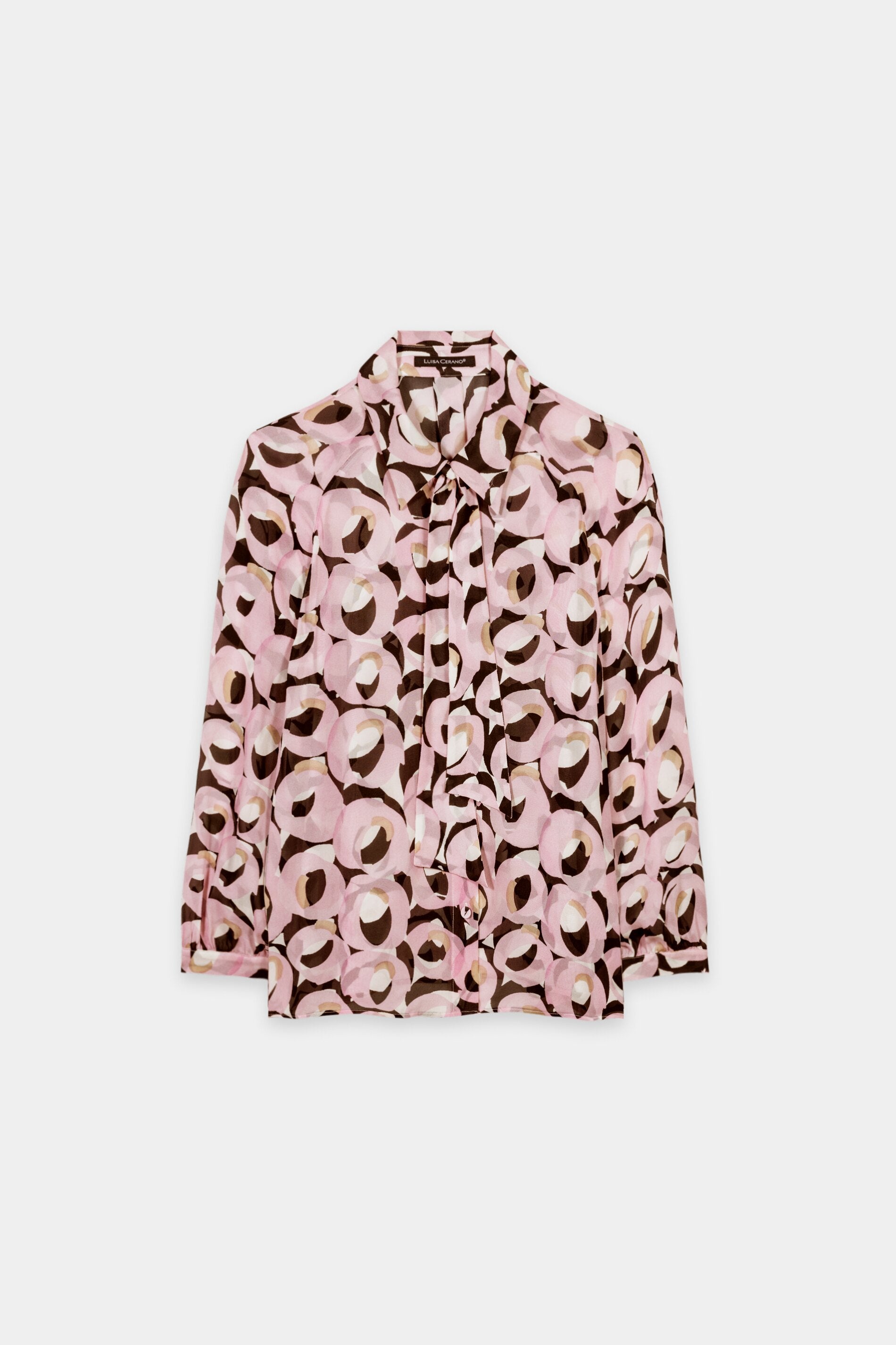 Hemdbluse mit Retro-Print - creamy blush / black - mit Schluppe | Artikel Front