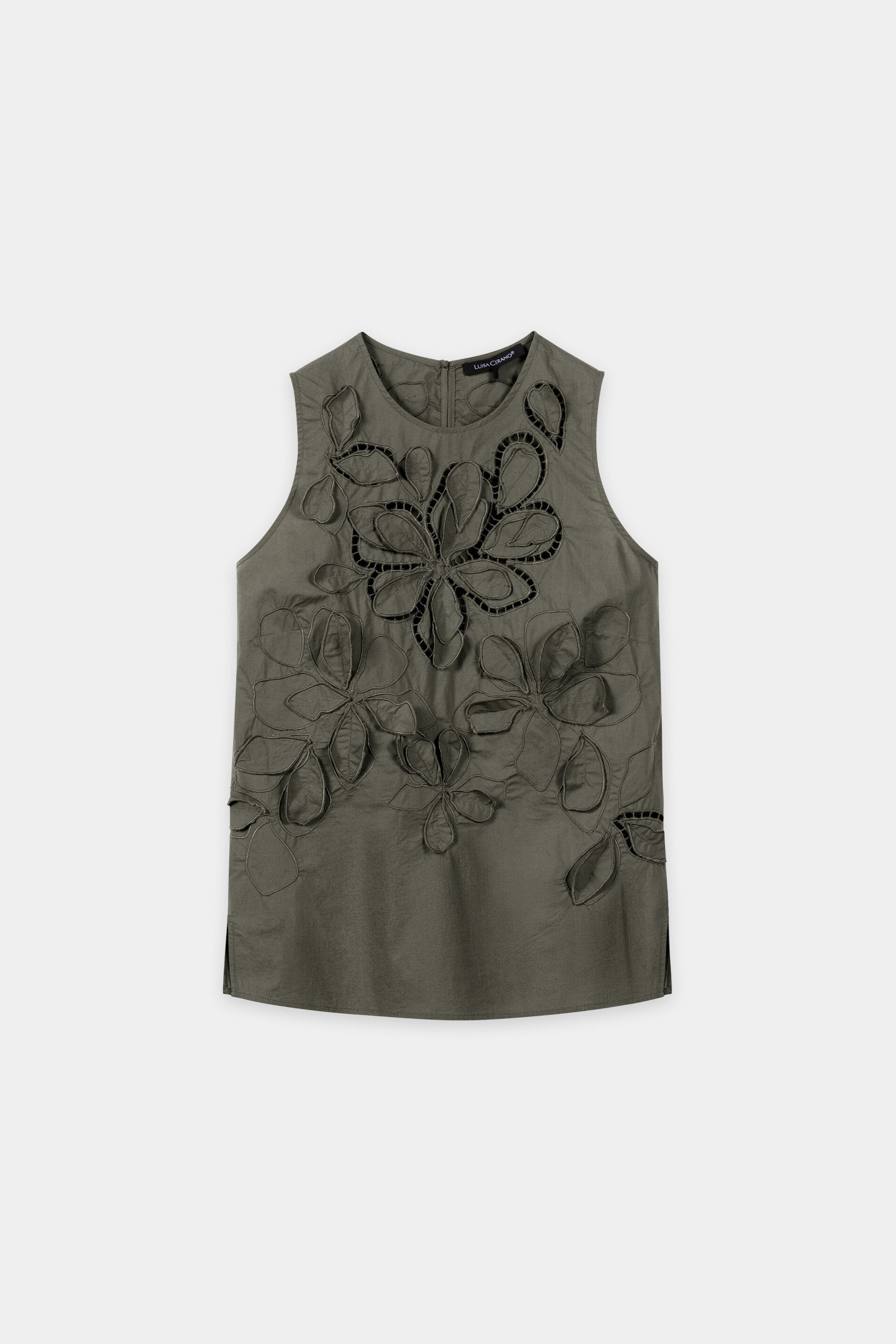 Blusentop mit Lochstickerei - khaki - Standard | Artikel Front