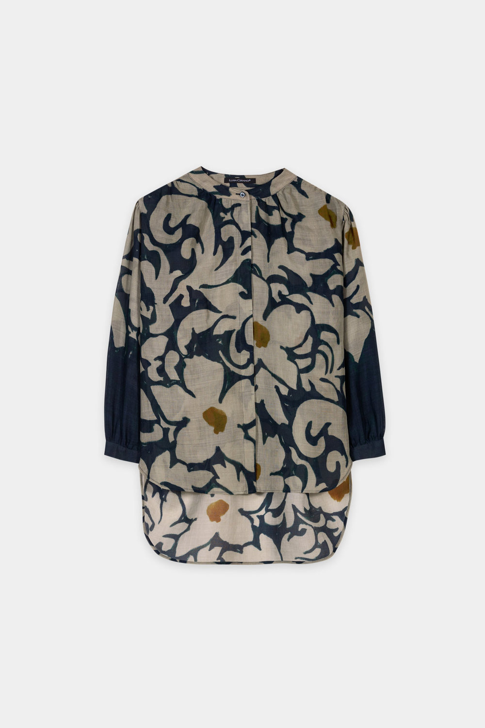 Blouse with flower print - tinted blue / multi - Standard