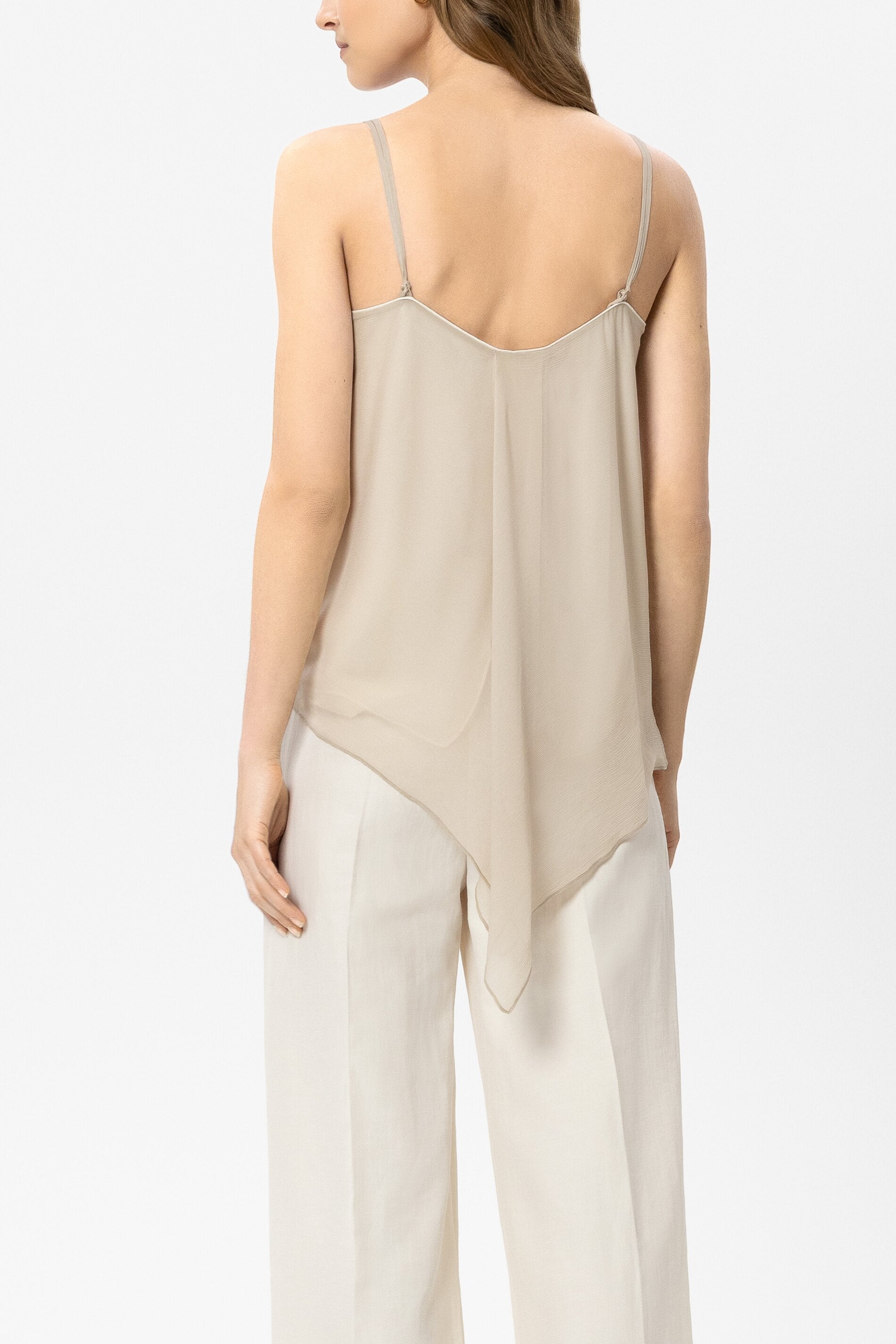 Blusentop mit Stickerei - beige - Standard | Model Rück