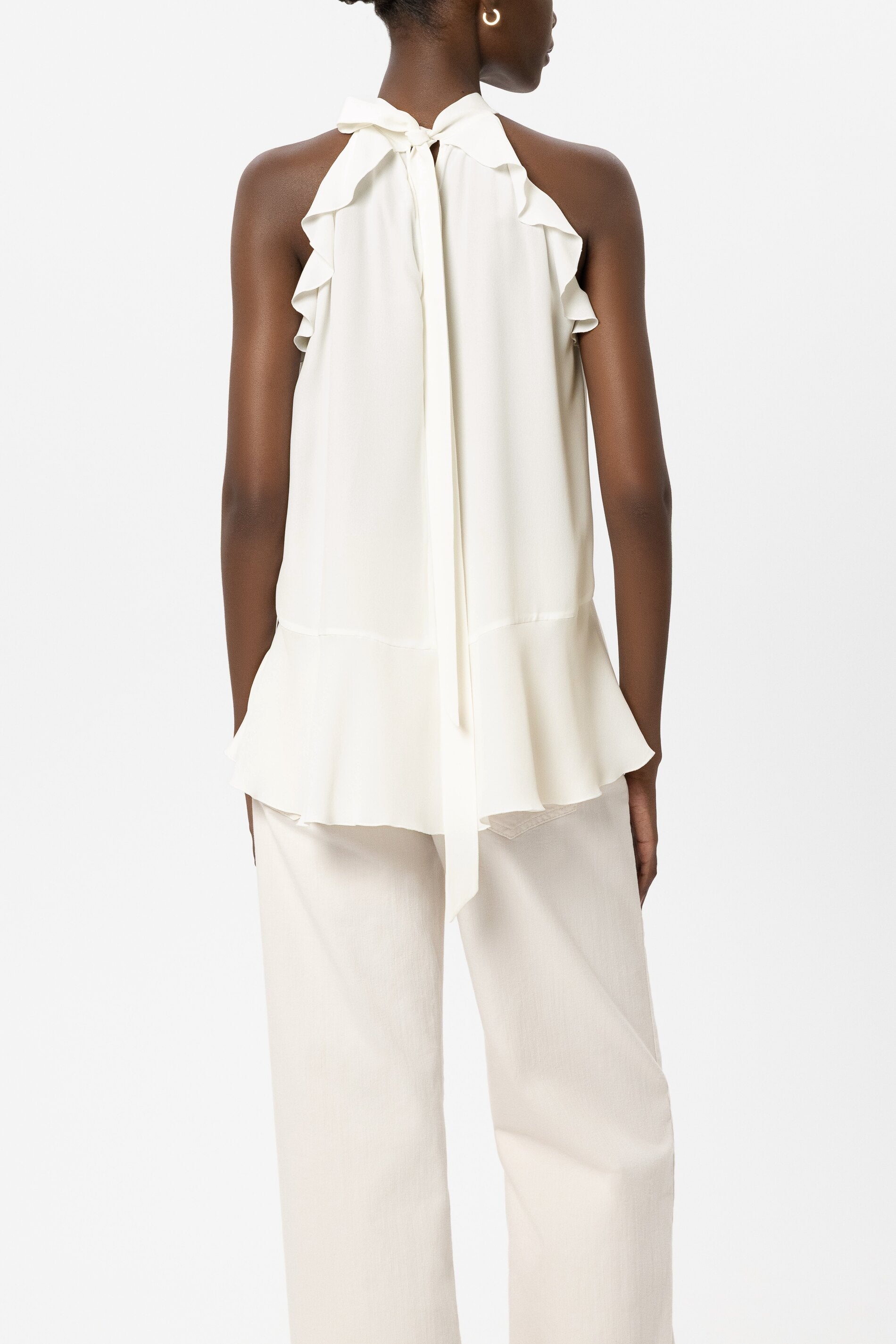 Bohotop aus Seiden-Mix - off-white - Standard | Model Rück