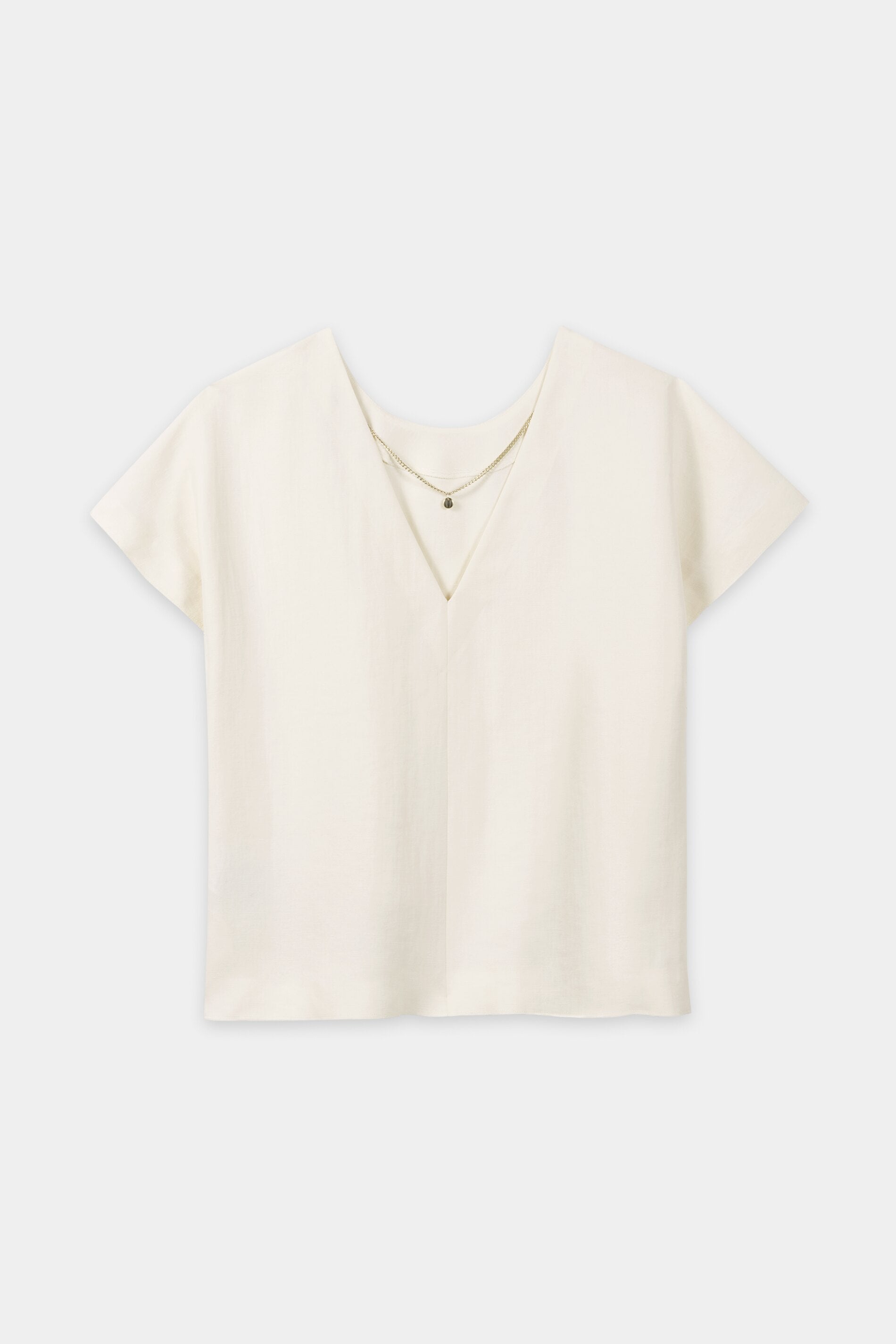 Blusentop aus Leinen-Mix - milk - ohne Fransen | Artikel Rück