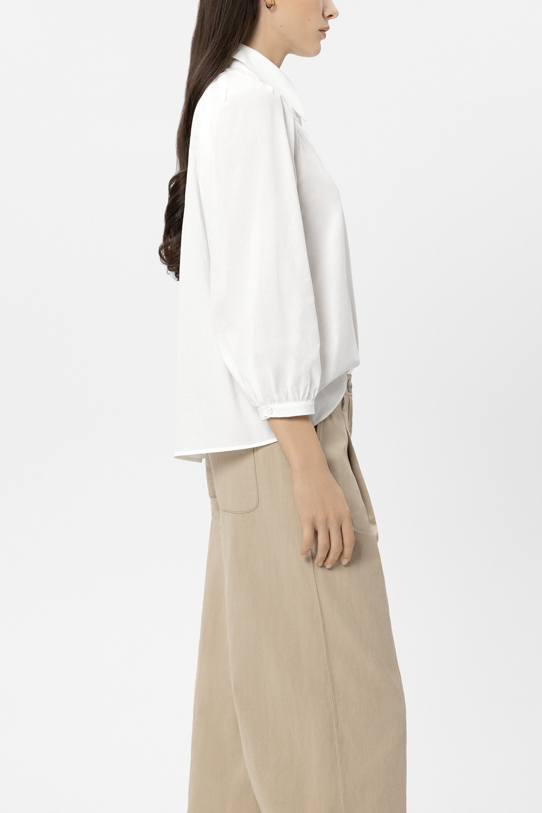 Cotton voile shirt blouse - white - Standard