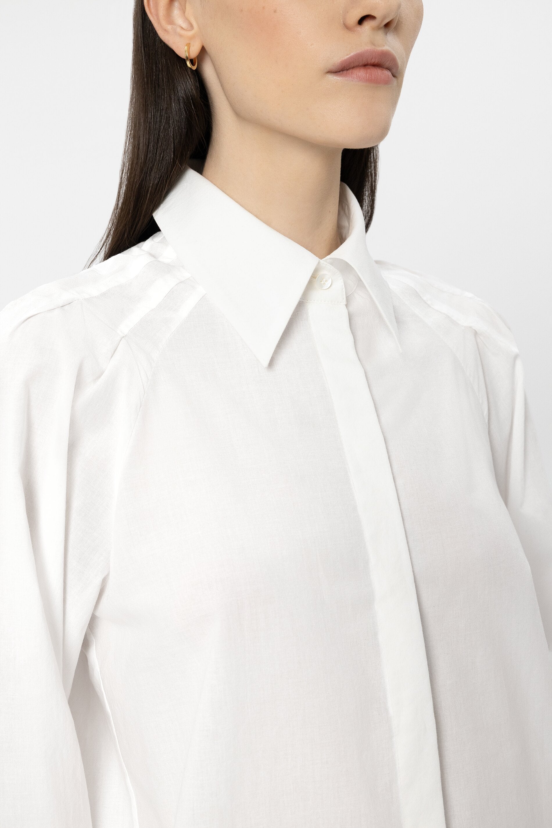 Cotton voile shirt blouse - white - Standard