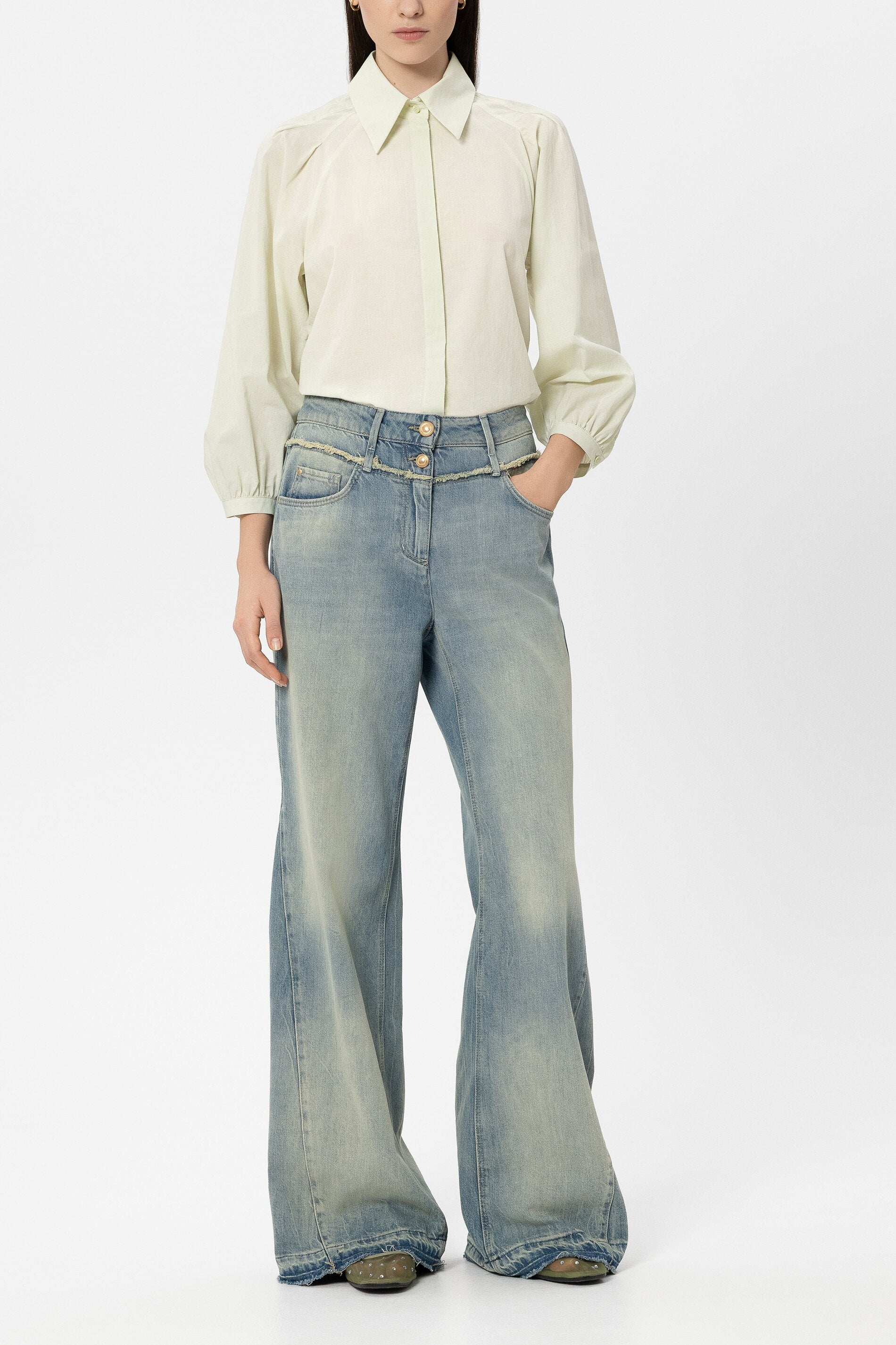 Cotton voile shirt blouse - pistachio - Standard