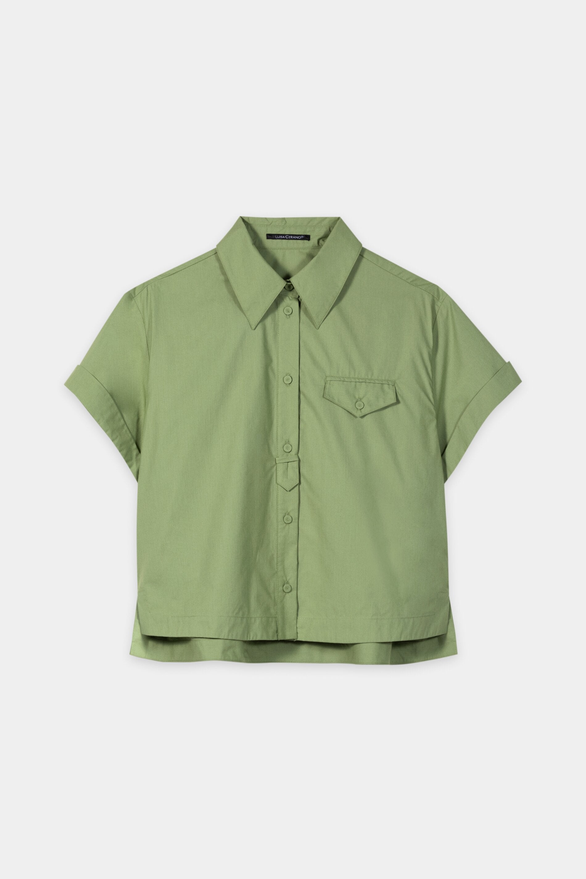 Baumwoll-Kurzarm-Hemd - moss green - Standard | Artikel Front