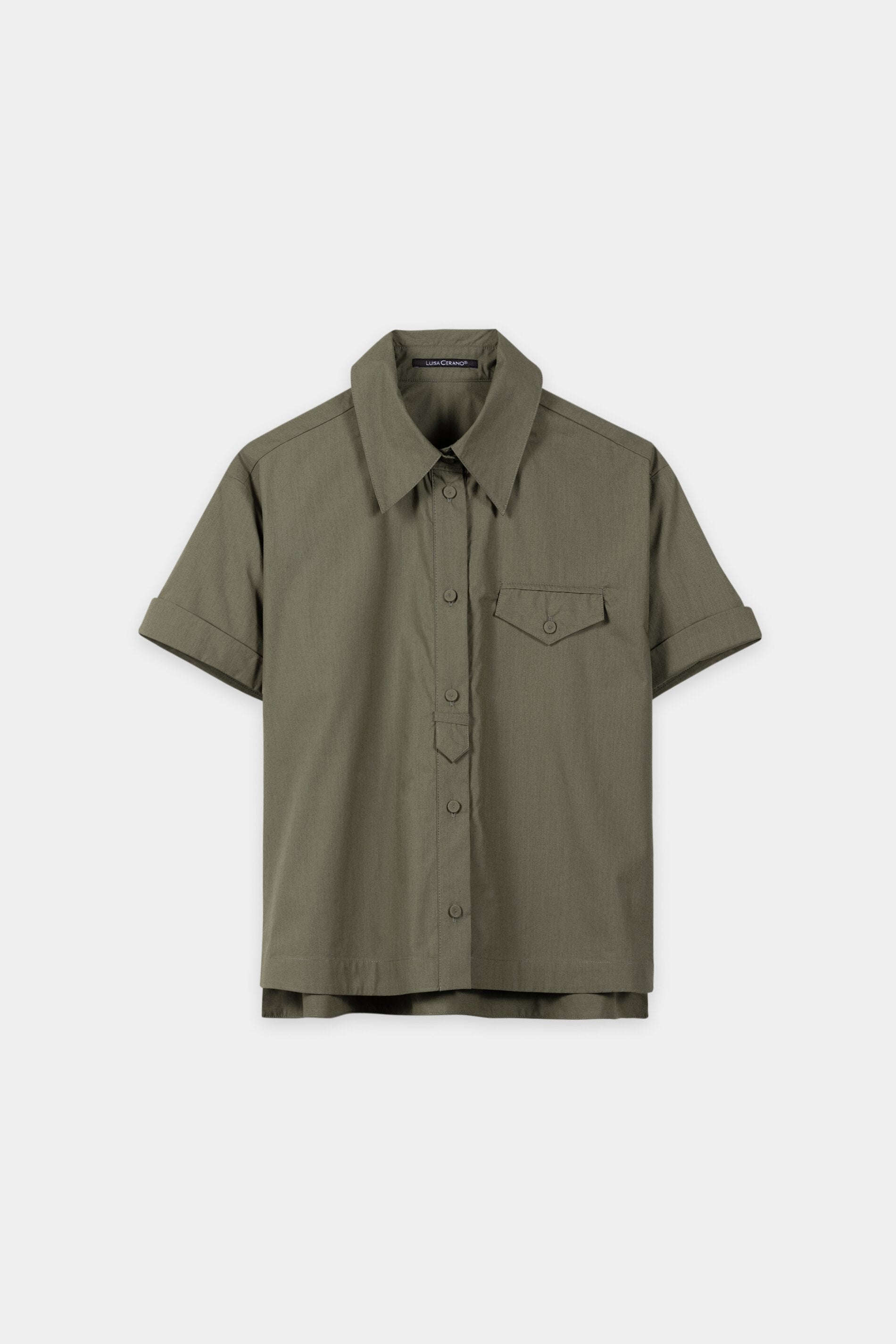 Baumwoll-Kurzarm-Hemd - khaki - Standard | Artikel Front