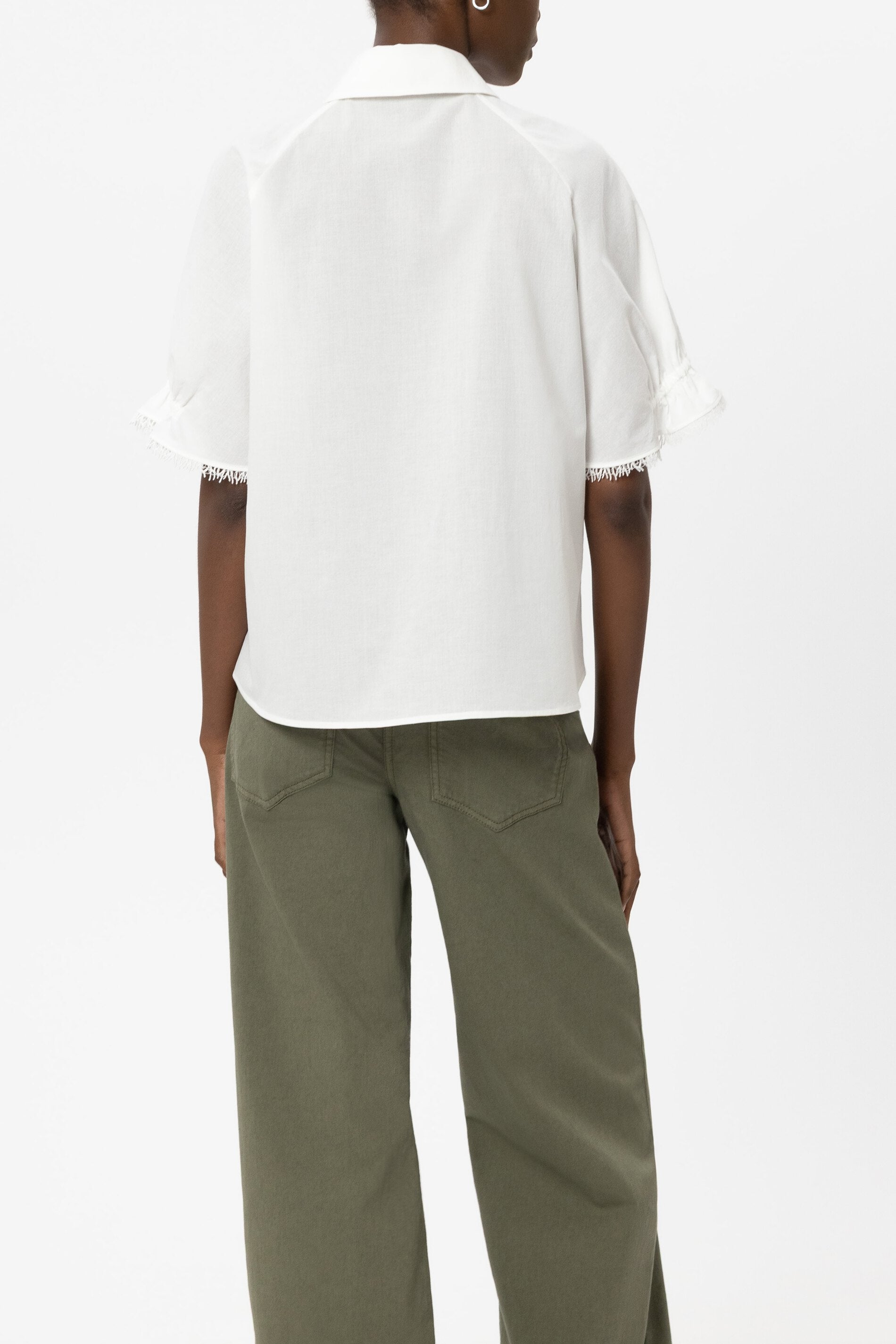 Bluse aus Baumwollvoile - white - Standard | Model Rück