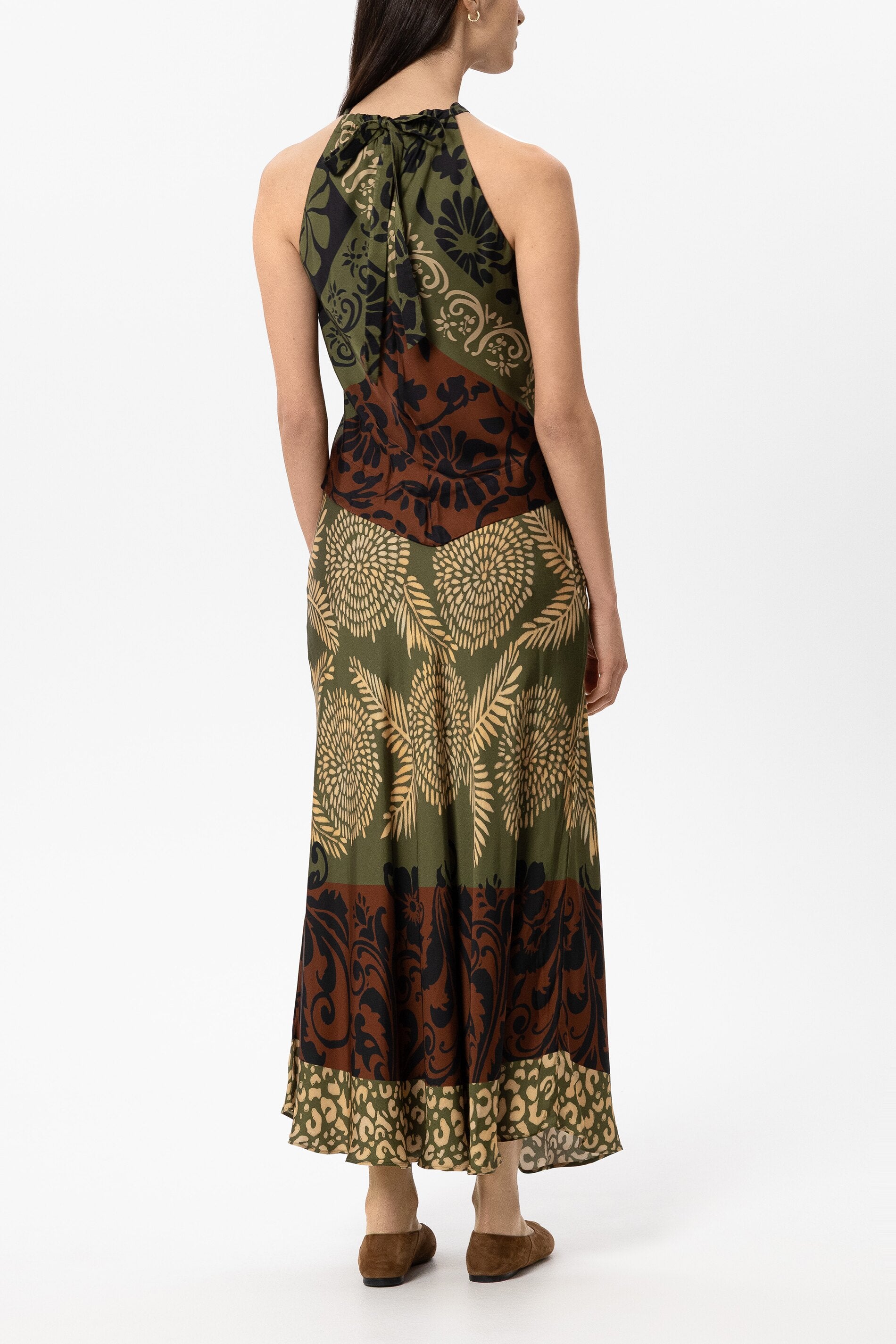 Trägertop mit Leaf-Print - moss - Standard | Model Rück