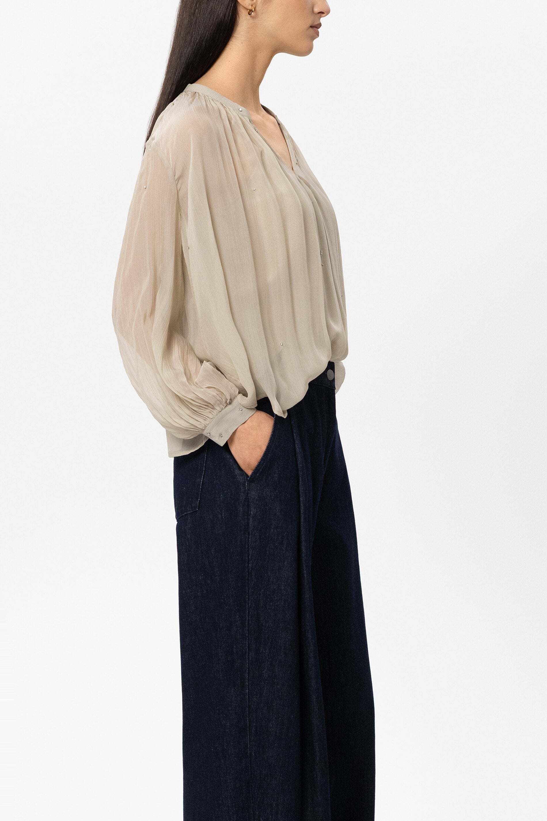 Bluse mit Kristallsteinen - ginger - Standard | Model Seite