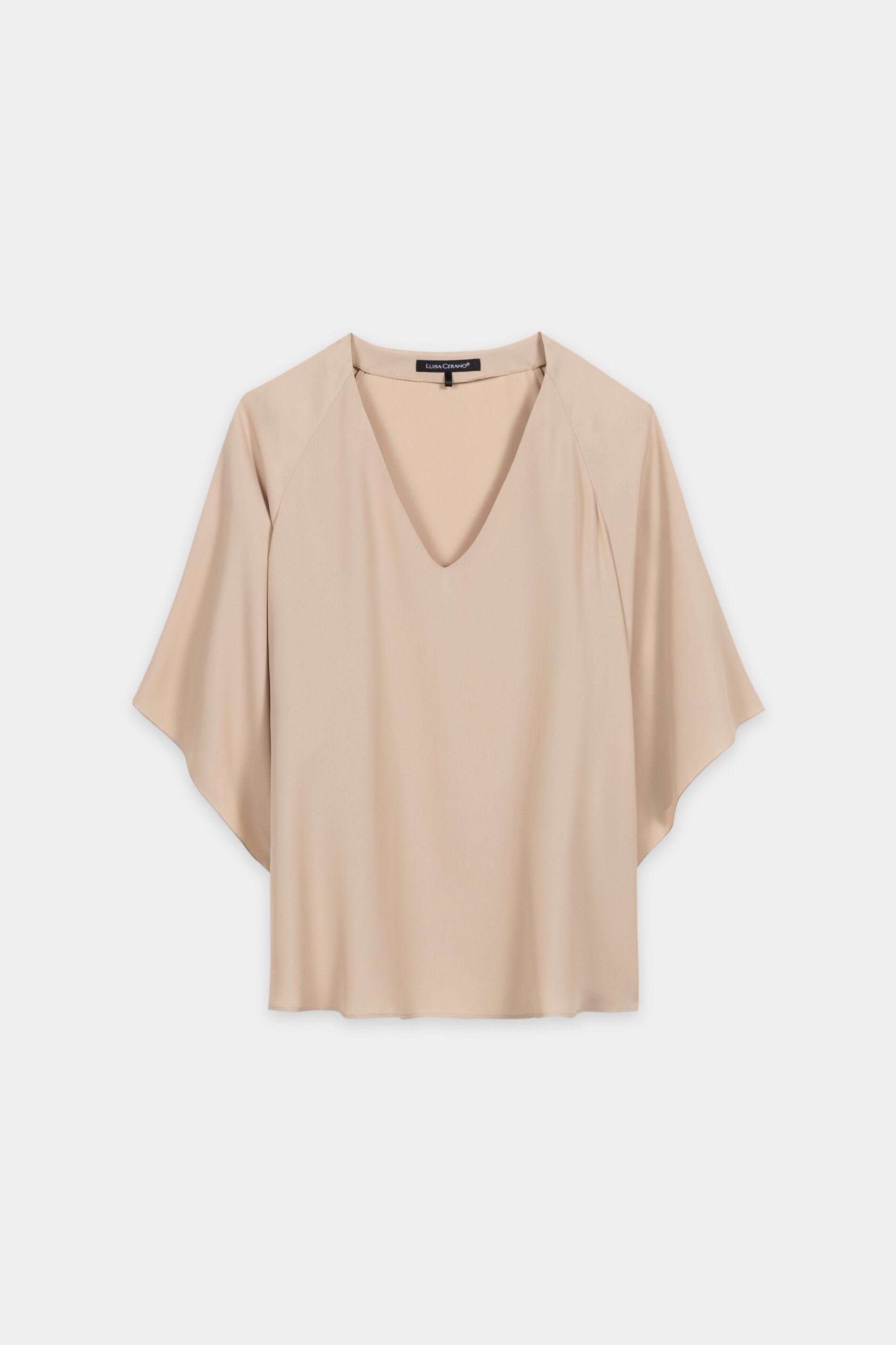 Blusenshirt aus Seiden-Mix - cappuccino - Standard | Artikel Front