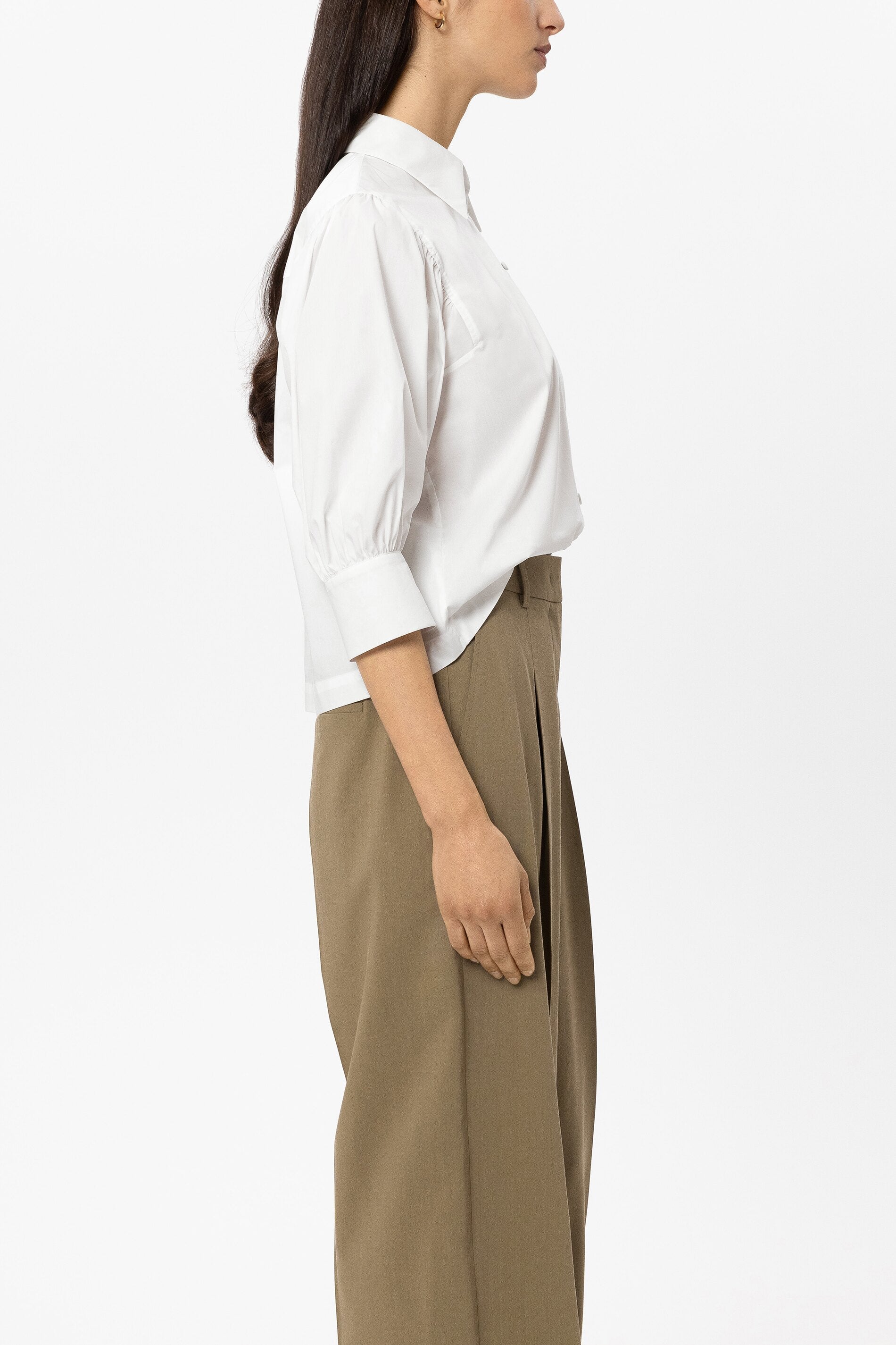 Bluse aus Baumwoll-Mix - white - Standard | Model Seite