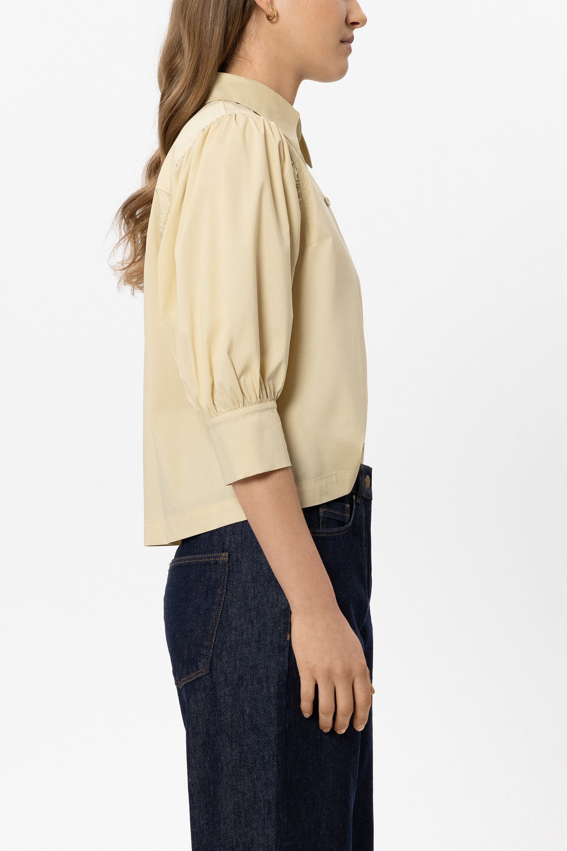 Bluse aus Baumwoll-Mix - butter yellow - Standard | Model Seite
