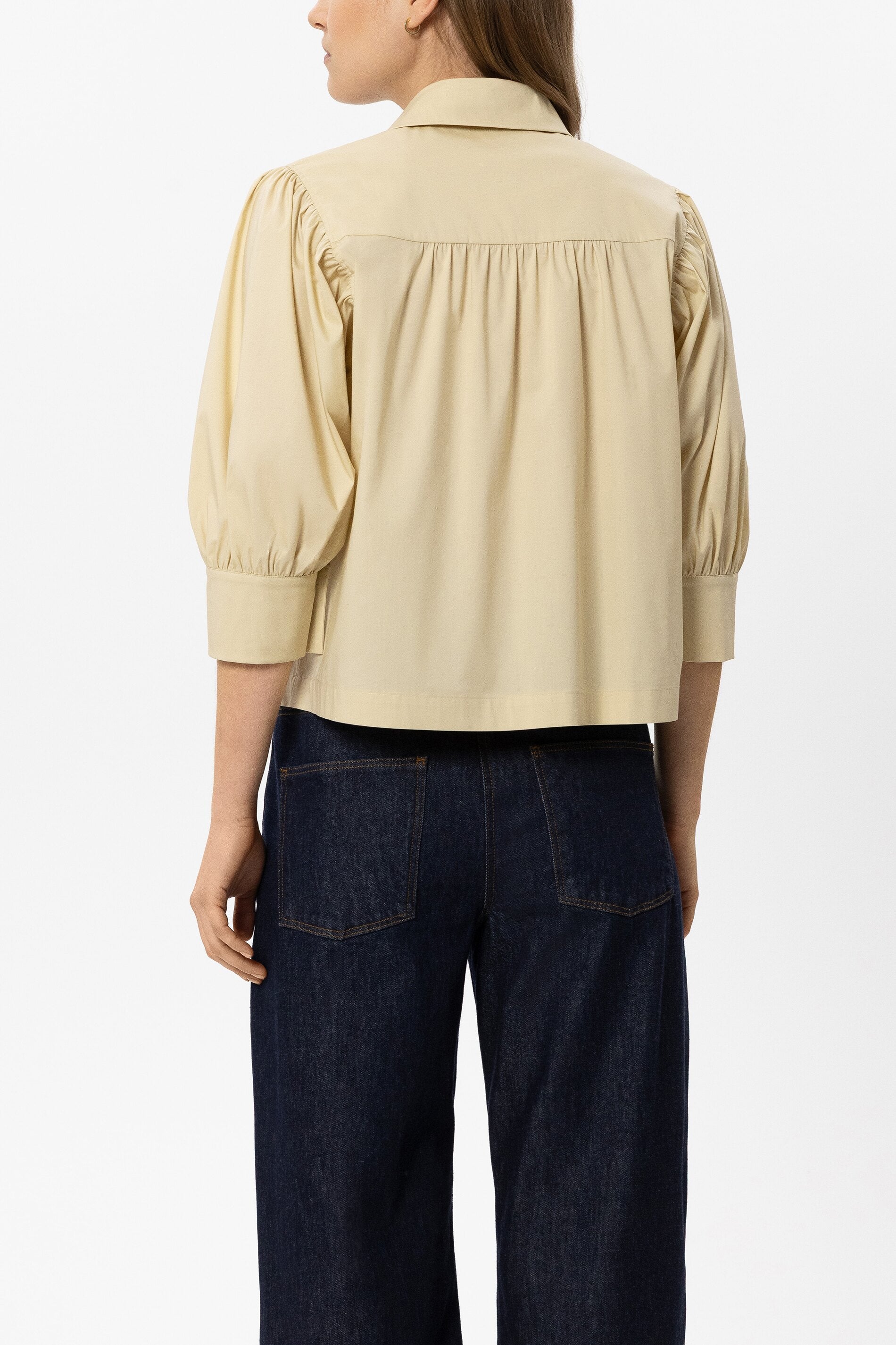 Bluse aus Baumwoll-Mix - butter yellow - Standard | Model Rück