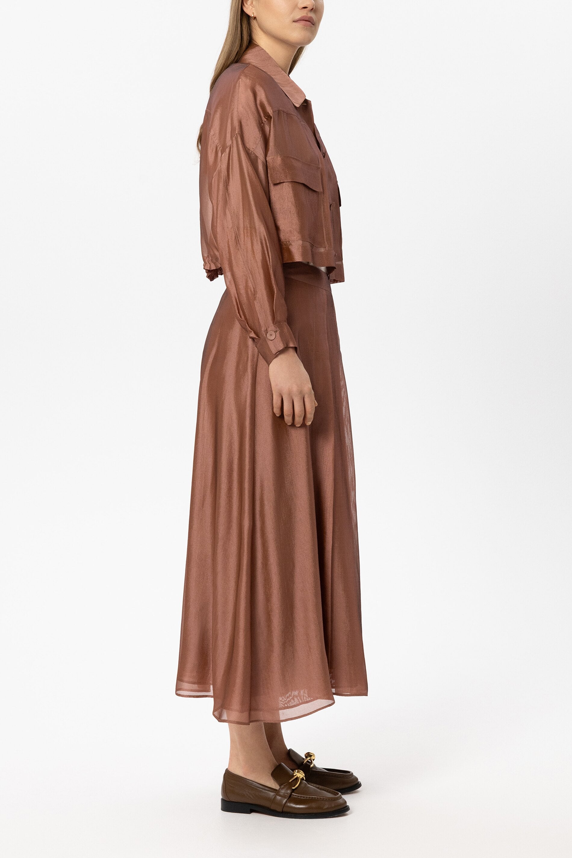 Organza-Overshirt - brick - Standard | Model Seite