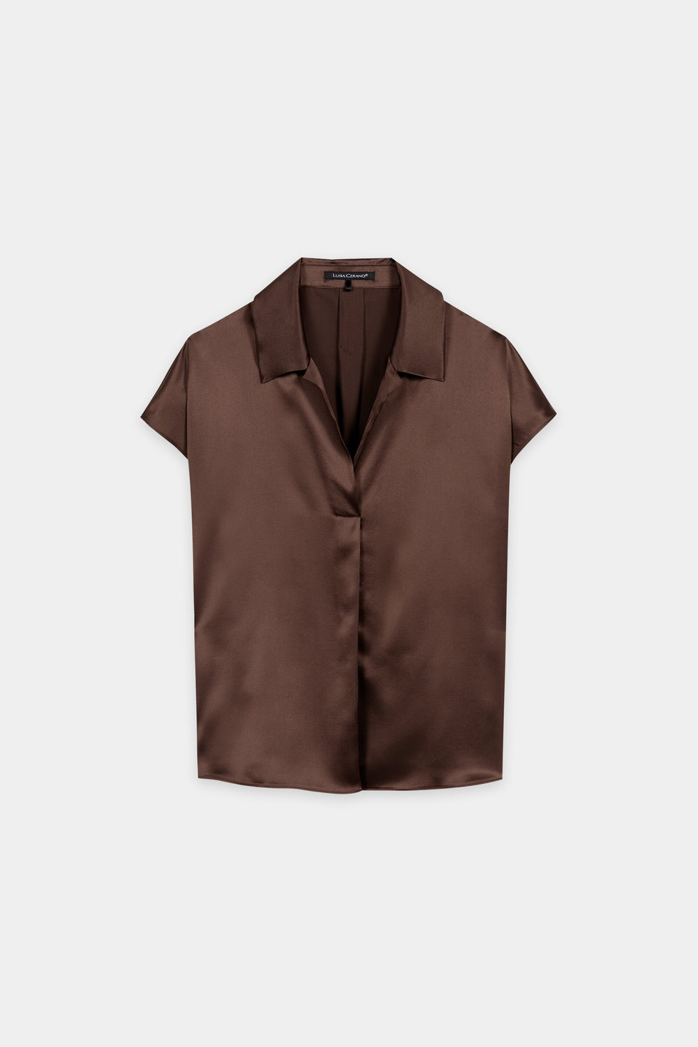 Kurzarm-Seidenbluse - marone - Standard