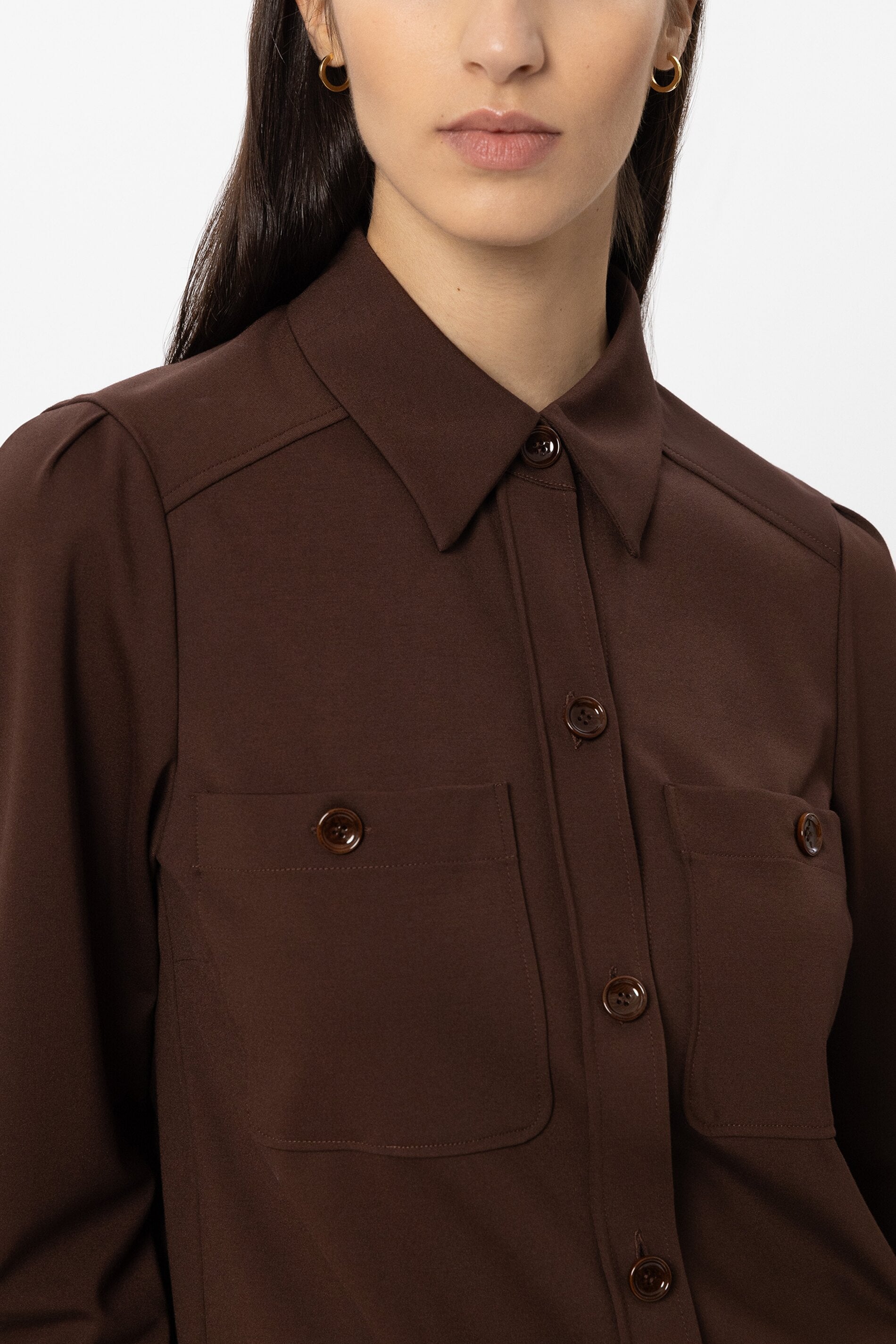 Hemdbluse aus Punto-Milano - marone - Standard | Model Detail