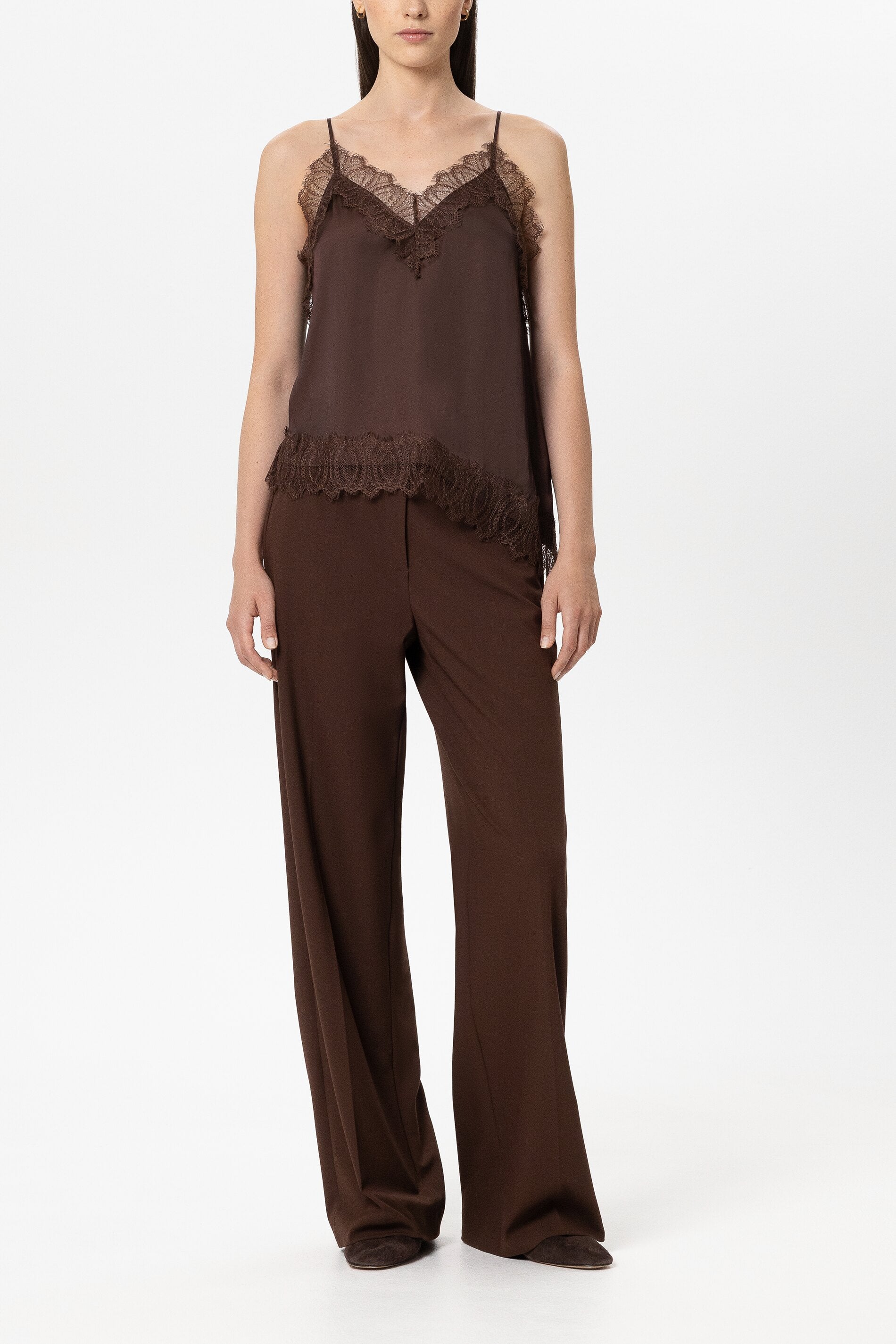 Satin-Lingerie-Top - marone - Standard | Model Front