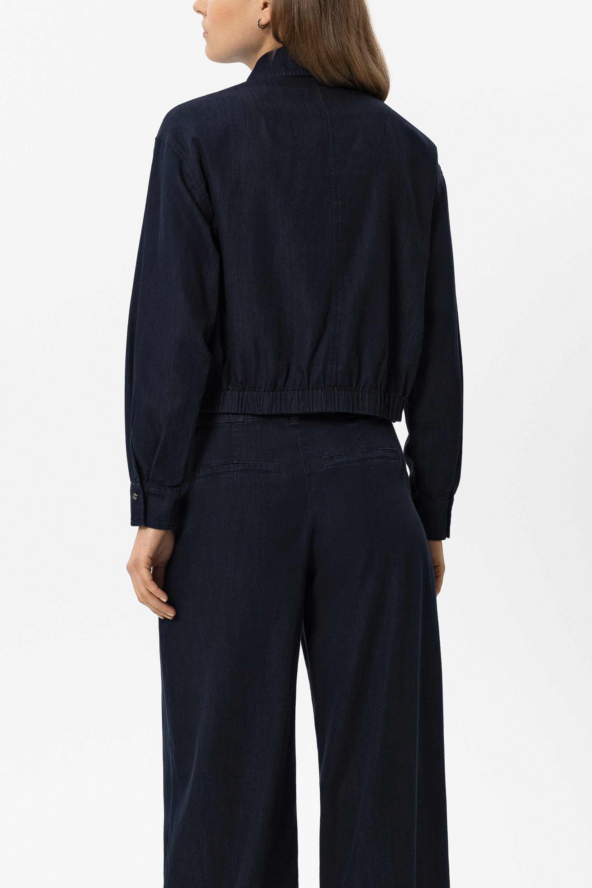 Denim-Bluse in Blouson-Optik - multi - Standard | Model Rück
