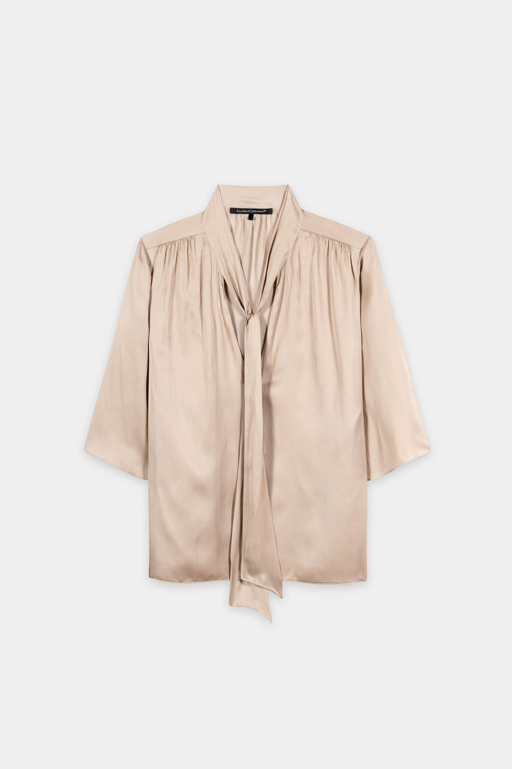 Satin-Bluse mit Schluppe - cappuccino - Standard