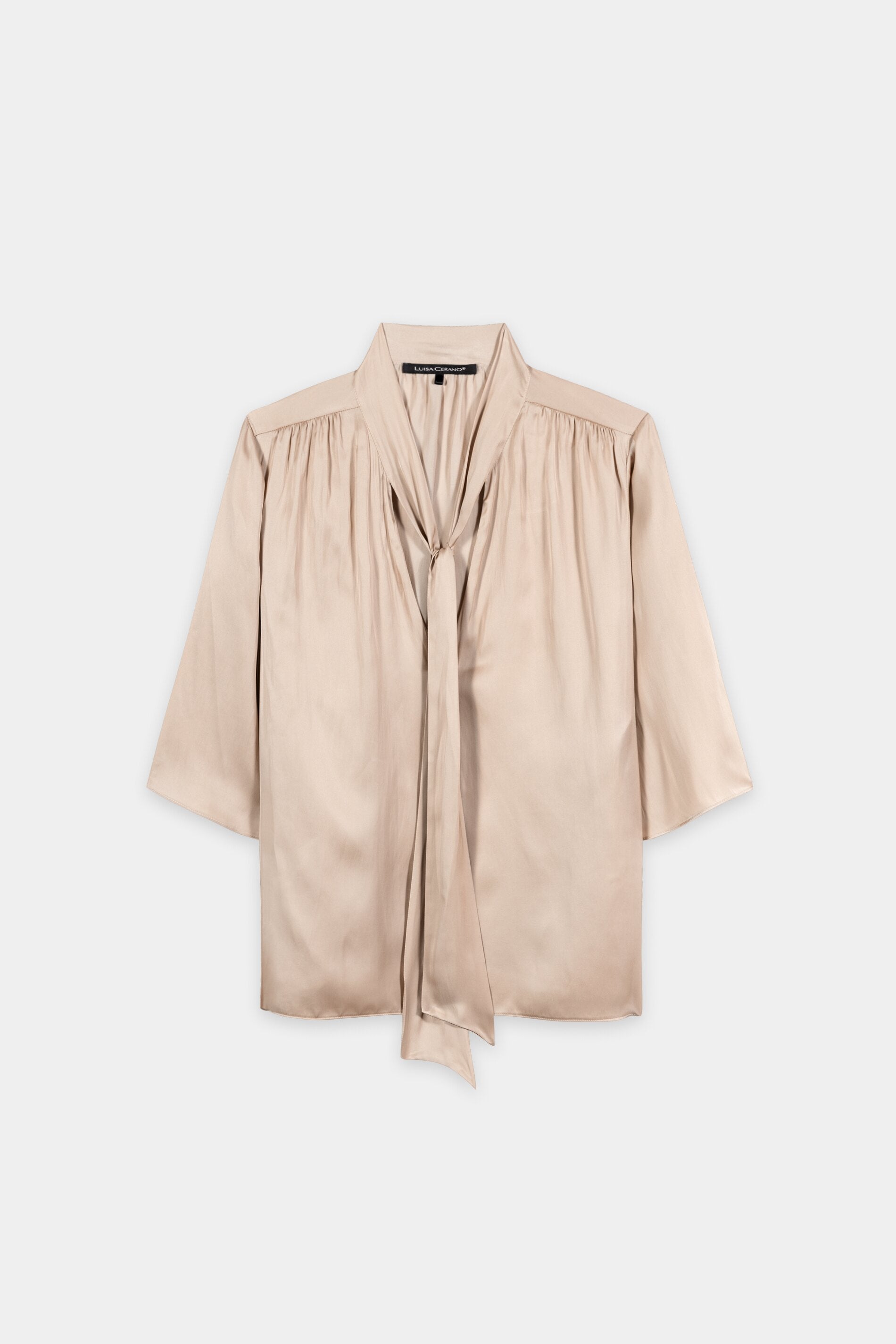 Satin-Bluse mit Schluppe - cappuccino - Standard | Artikel Front
