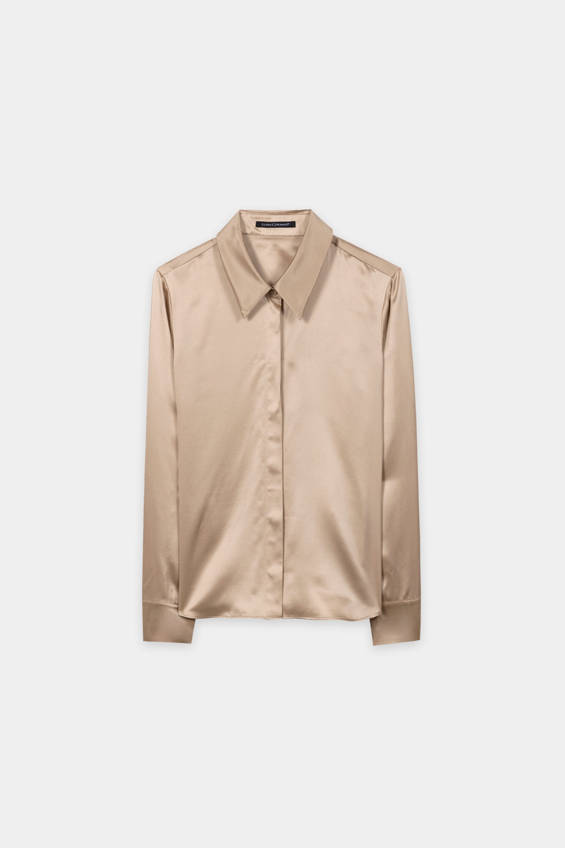 Langarm-Seidenbluse - cappuccino - Standard | Artikel Front