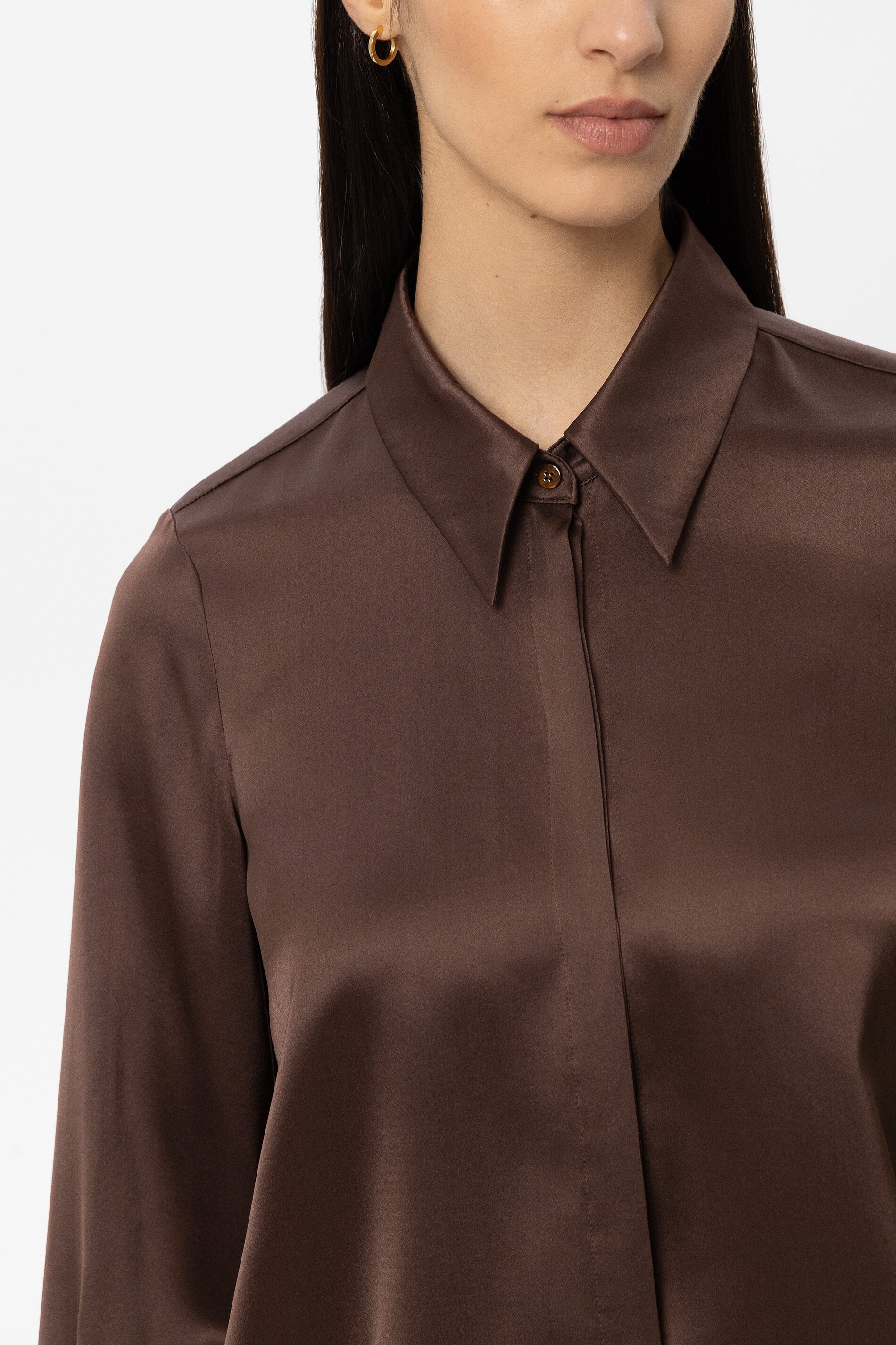 Langarm-Seidenbluse - marone - Standard | Model Detail