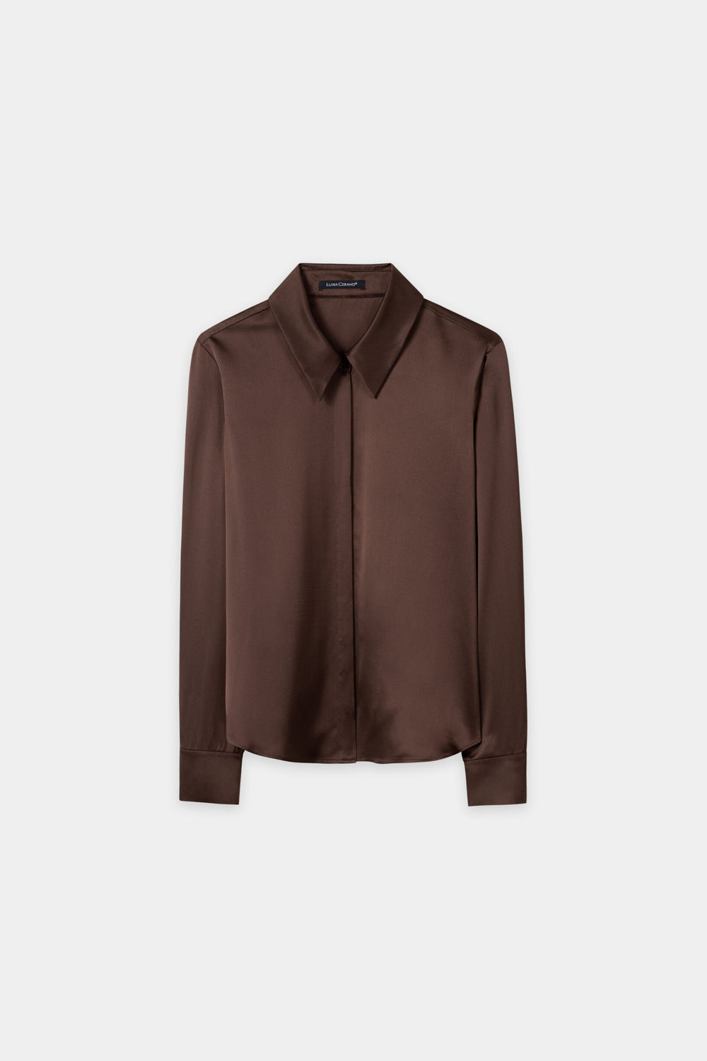 Langarm-Seidenbluse - marone - Standard