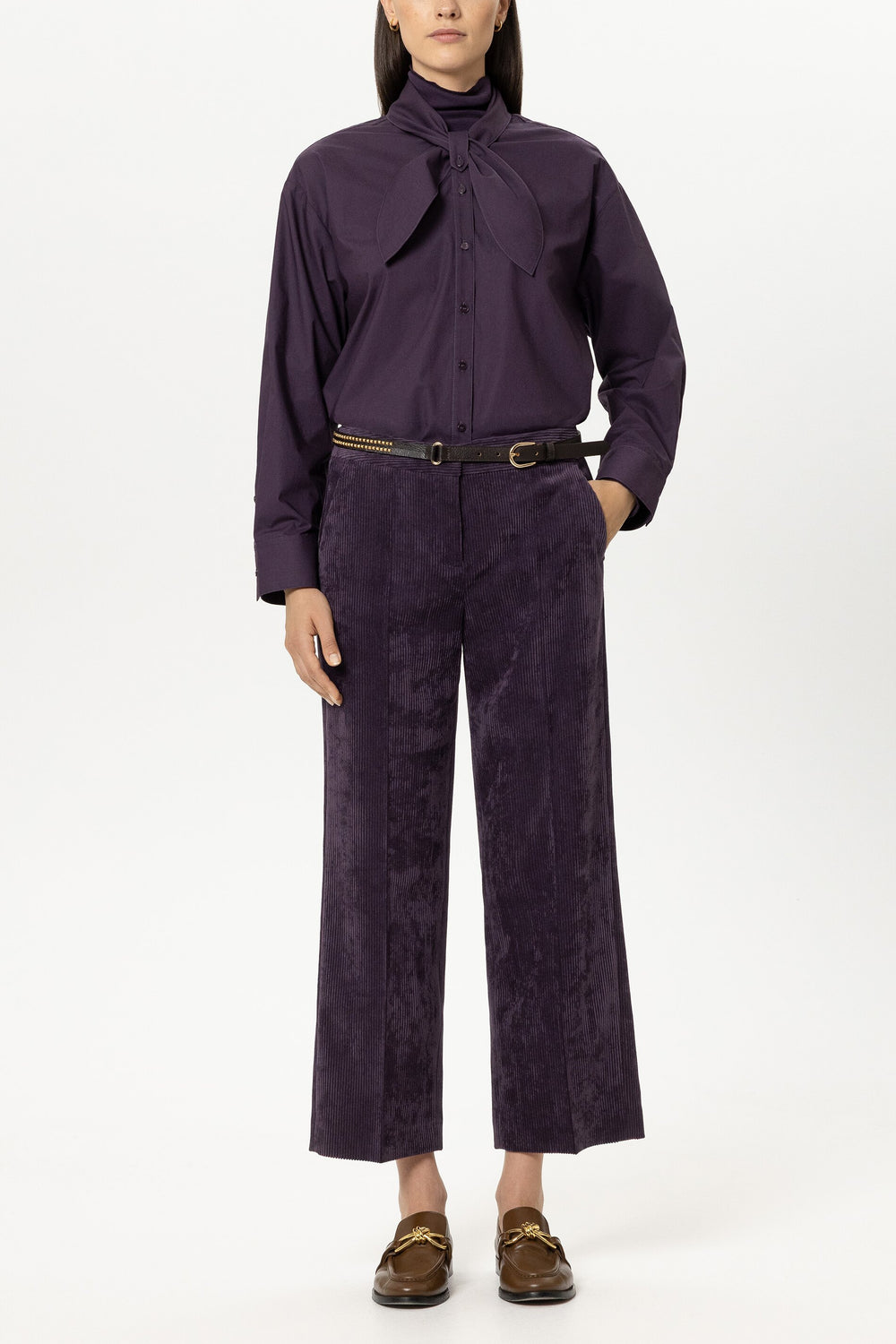 Hemd mit Schal-Schluppe - plum - Standard