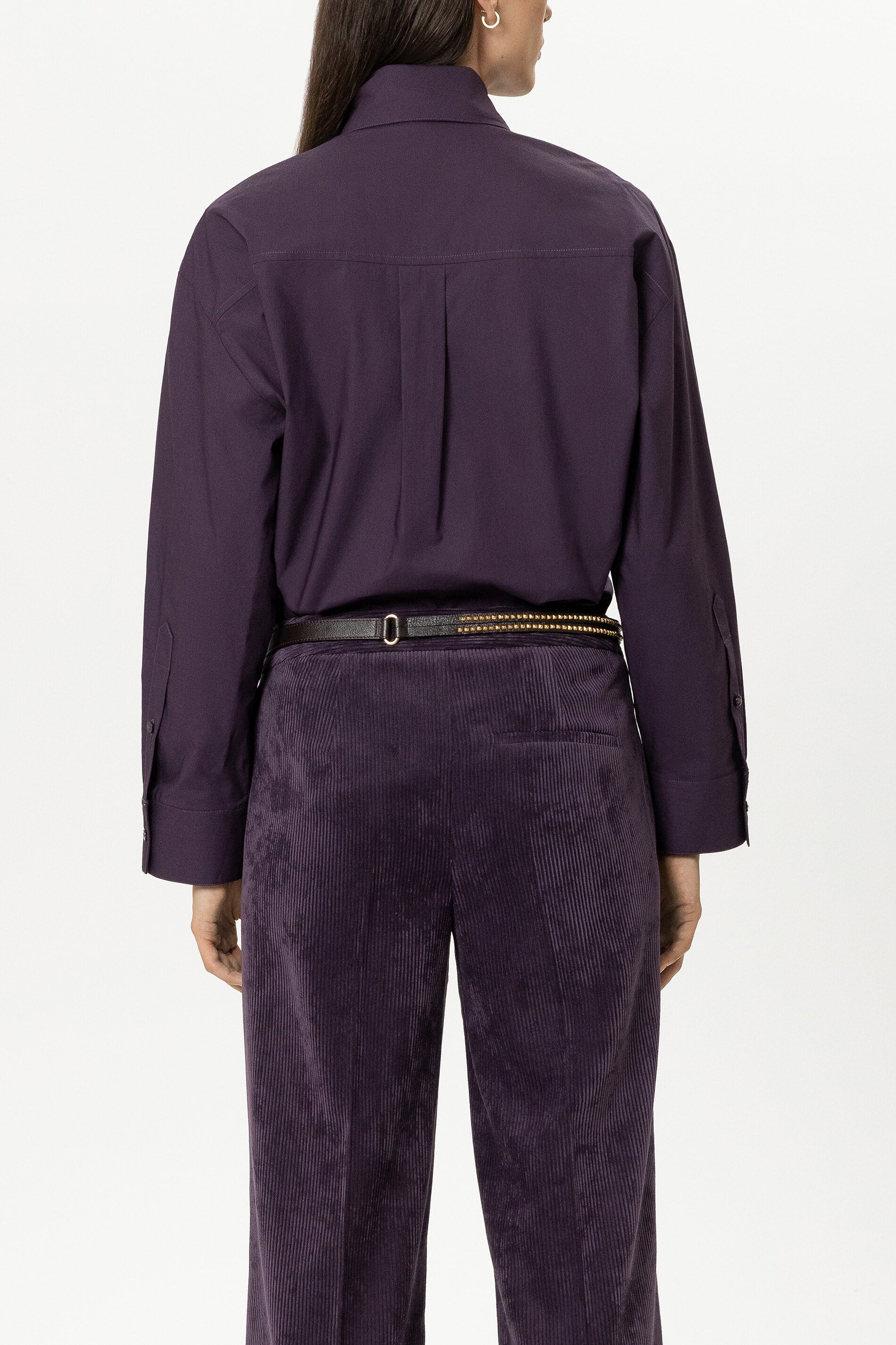 Hemd mit Schal-Schluppe - plum - Standard | Model Rück