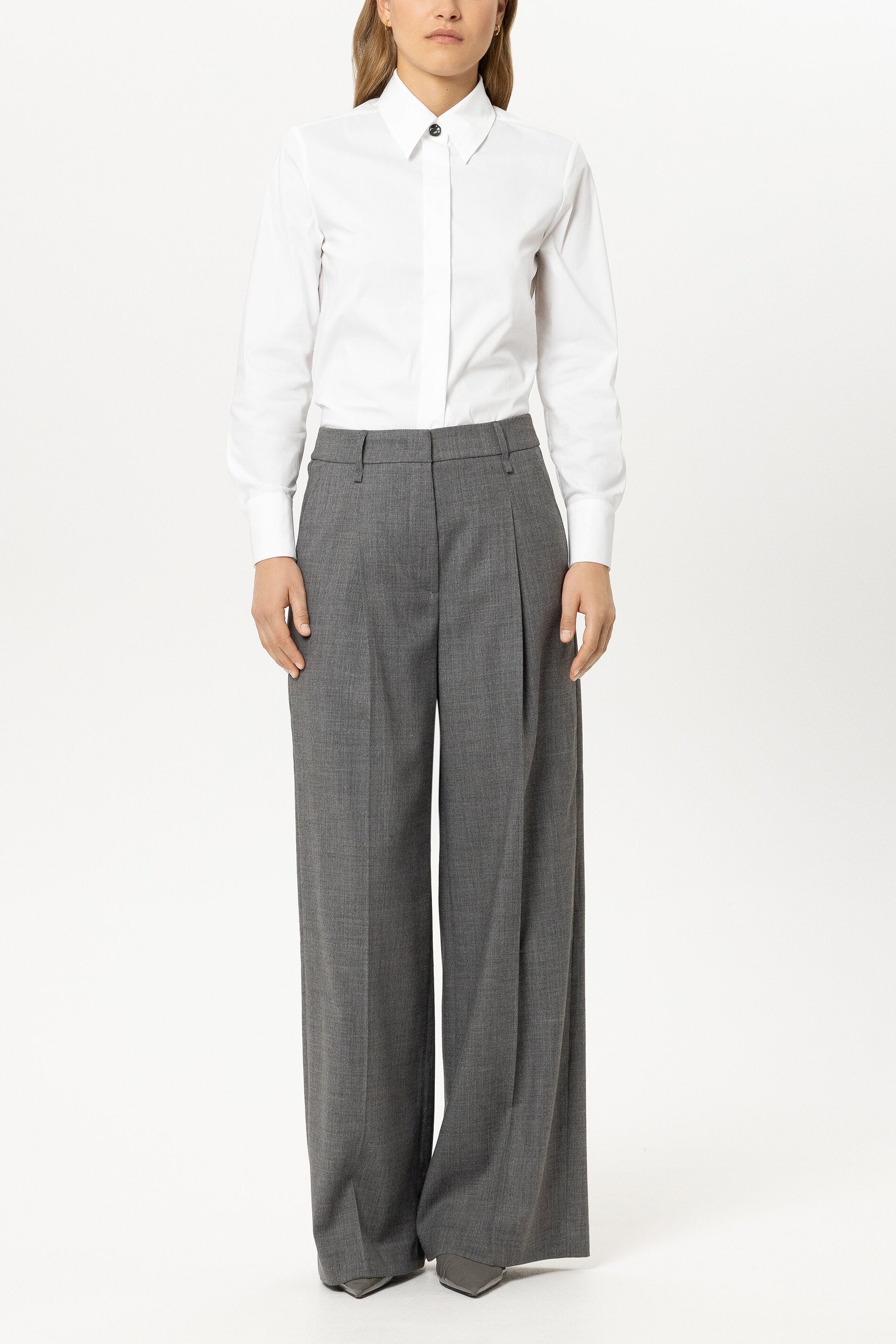 Baumwoll-Hemdbluse - white - Standard | Model Front