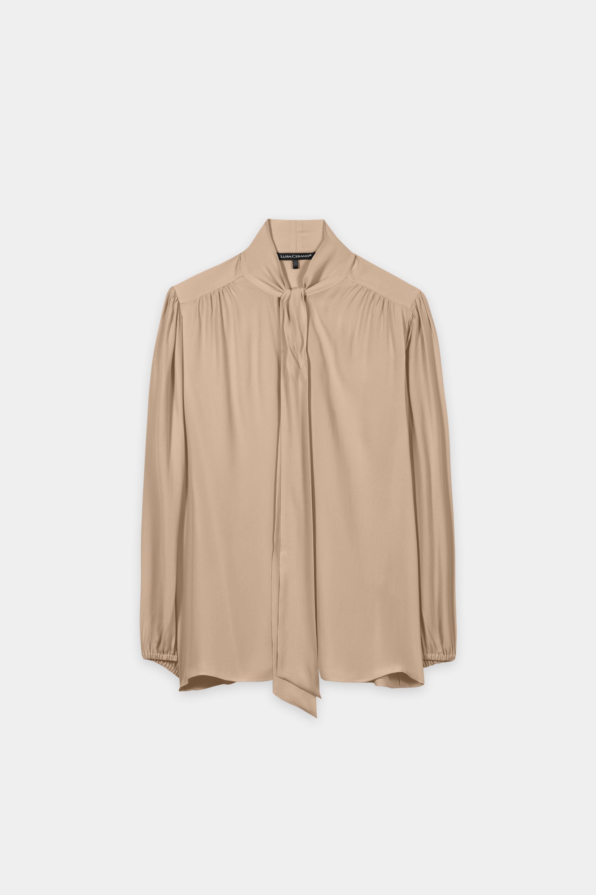 Schluppenbluse aus Seiden-Mix - soft caramel - Standard | Artikel Front