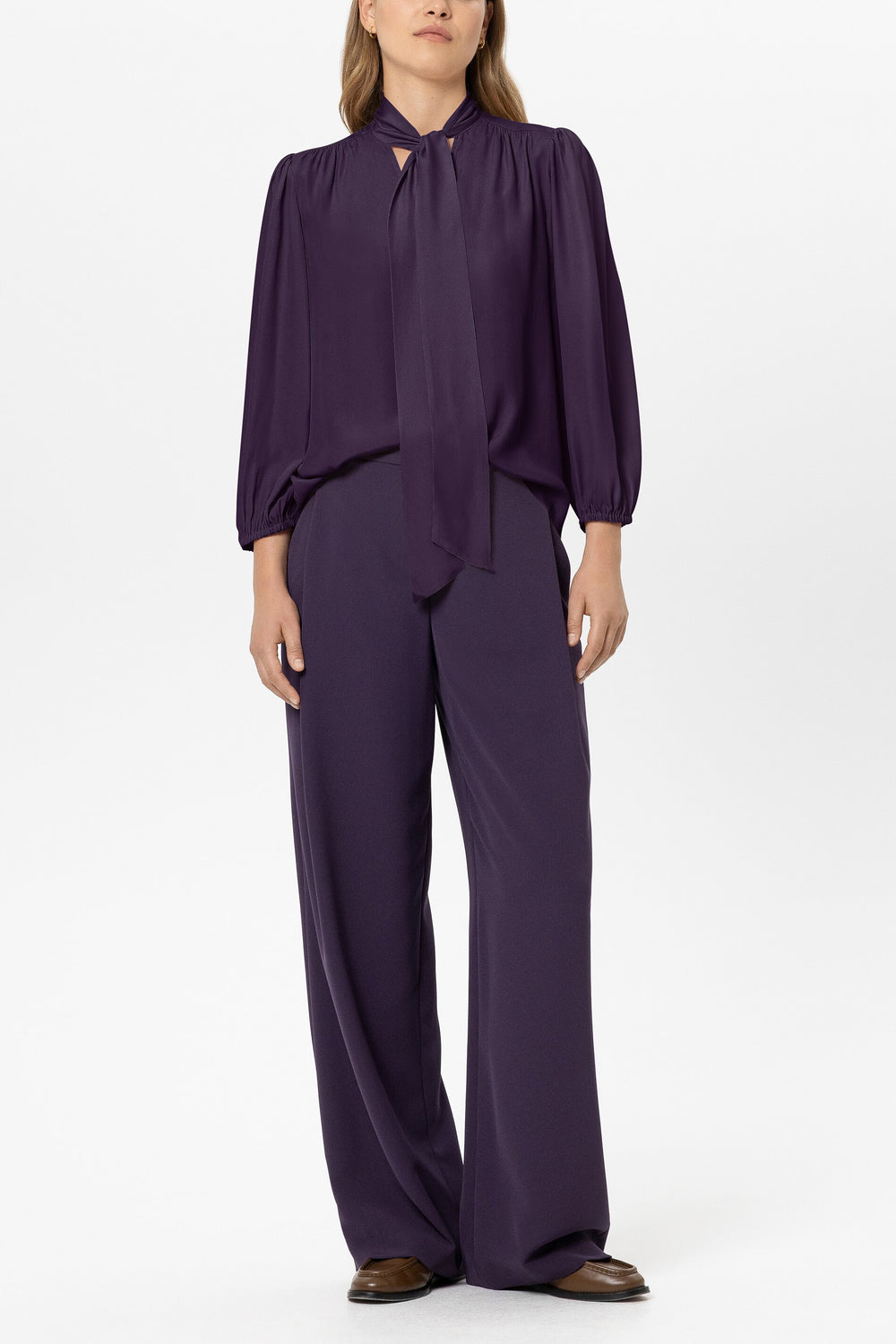 Schluppenbluse aus Seiden-Mix - plum - Standard