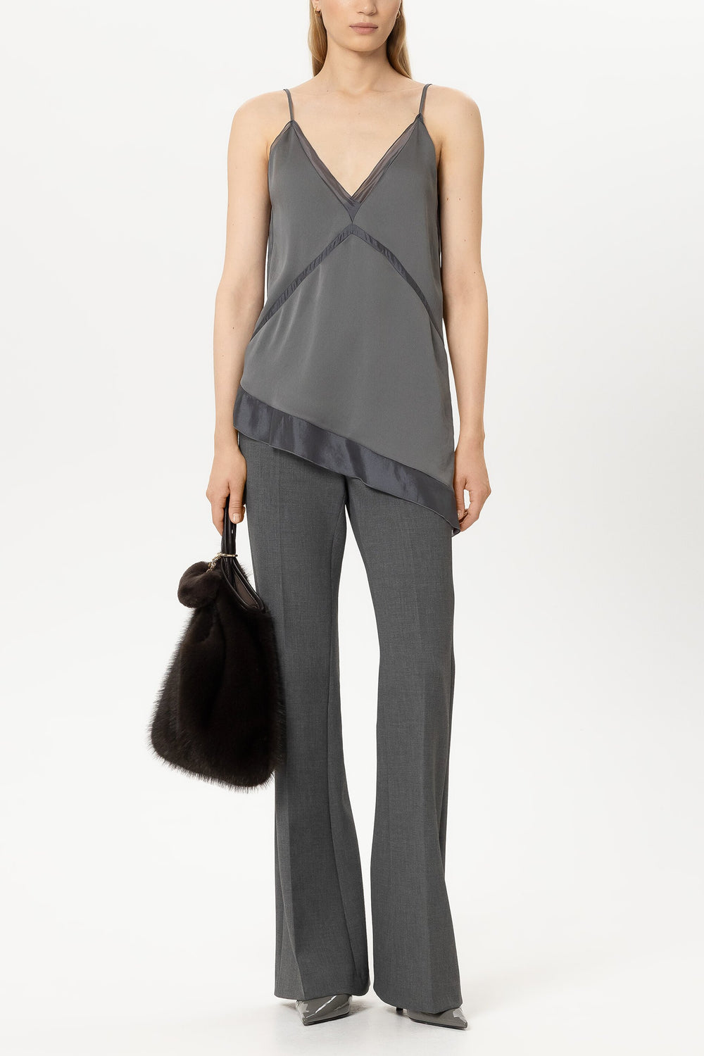 Satin-Organza-Top - heather grey - Standard