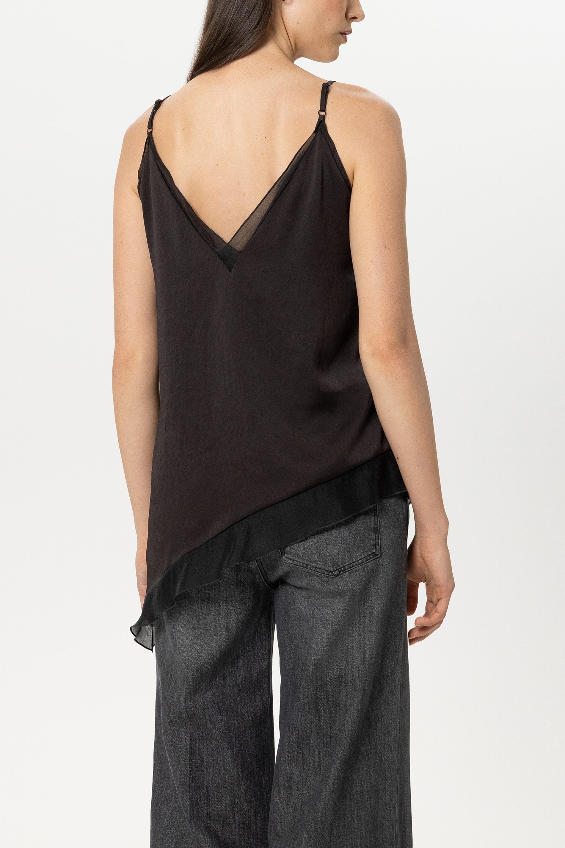 Satin-Organza-Top - truffle - Standard | Model Rück