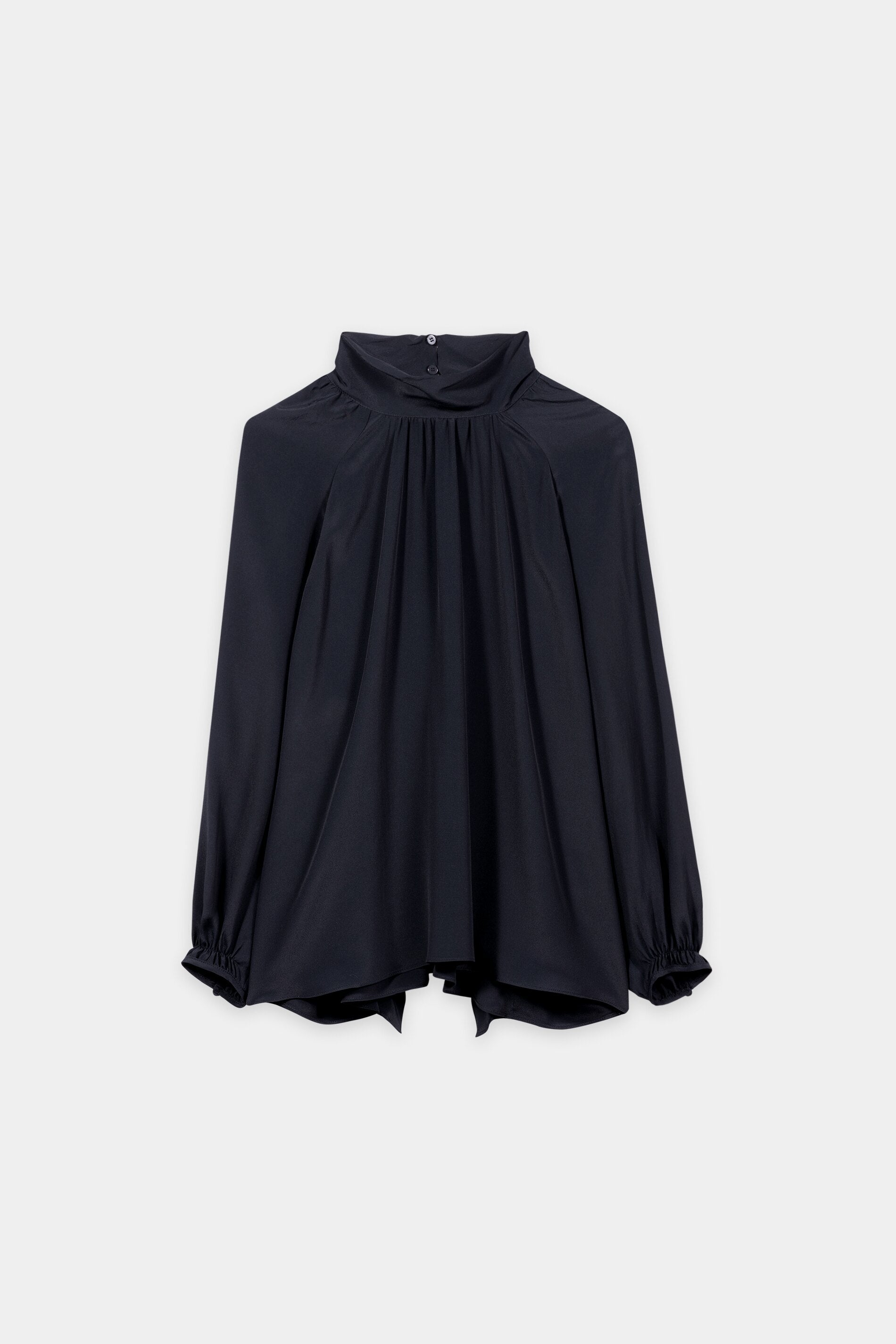 Volantbluse aus Seiden-Mix - winter navy - Standard | Artikel Front