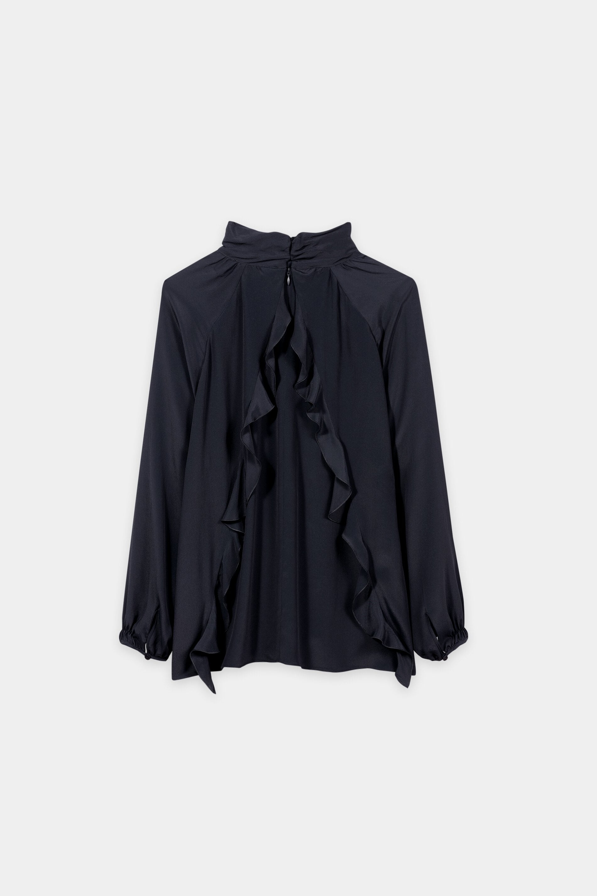 Volantbluse aus Seiden-Mix - winter navy - Standard | Artikel Rück