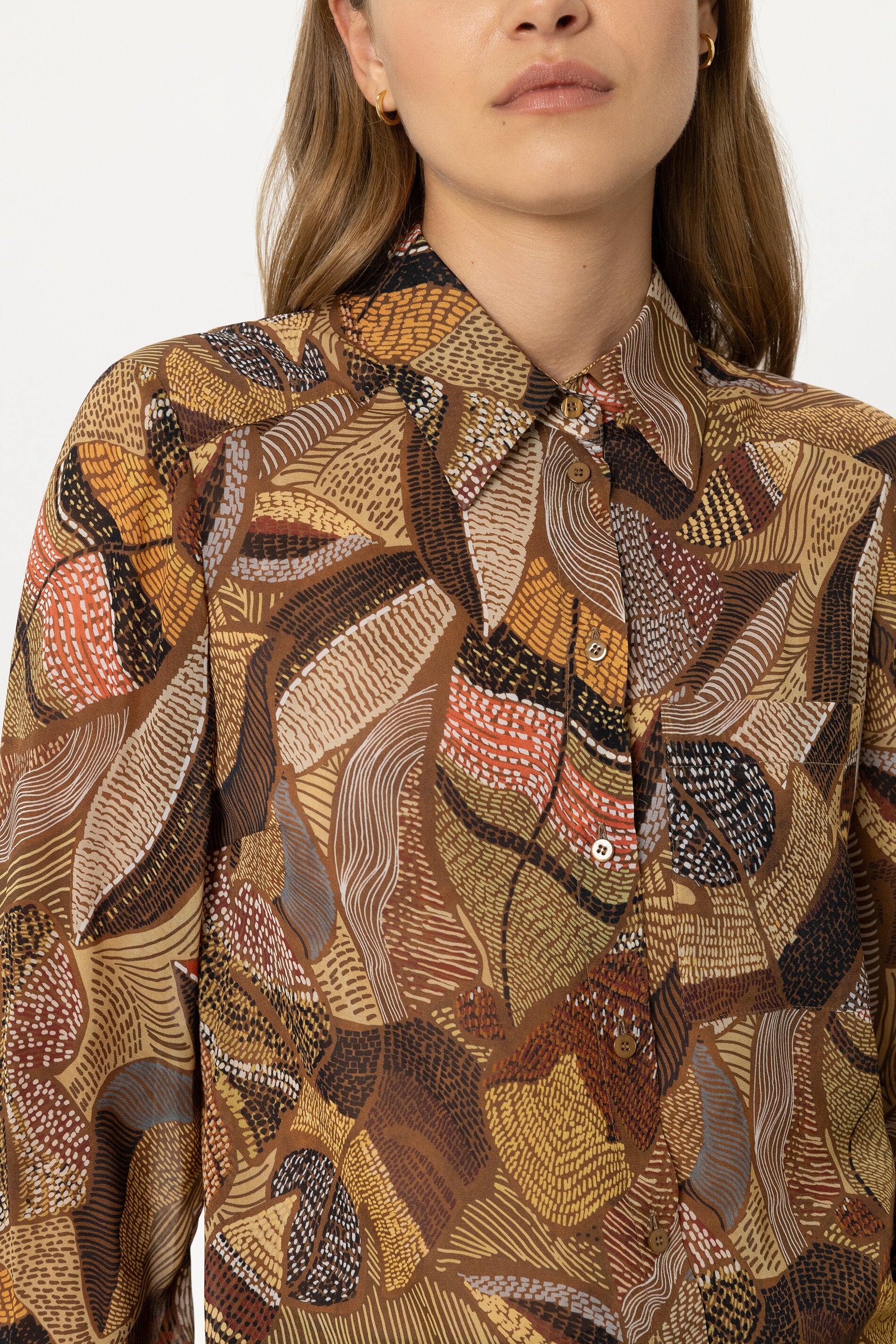Hemdbluse mit Ethnic-Print - multi - Standard | Model Detail