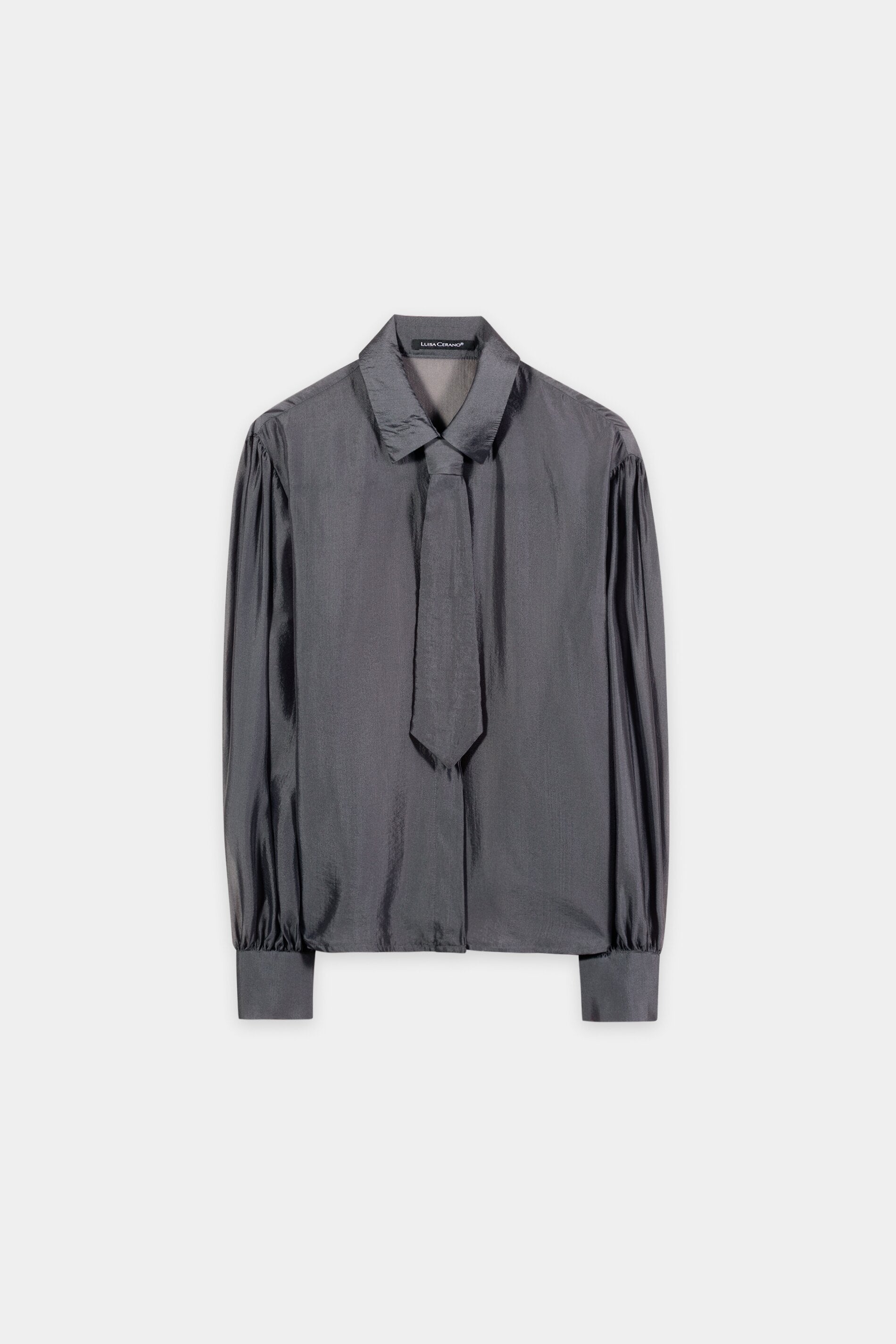 Semitransparente Hemdbluse - heather grey - mit Krawatte | Artikel Front