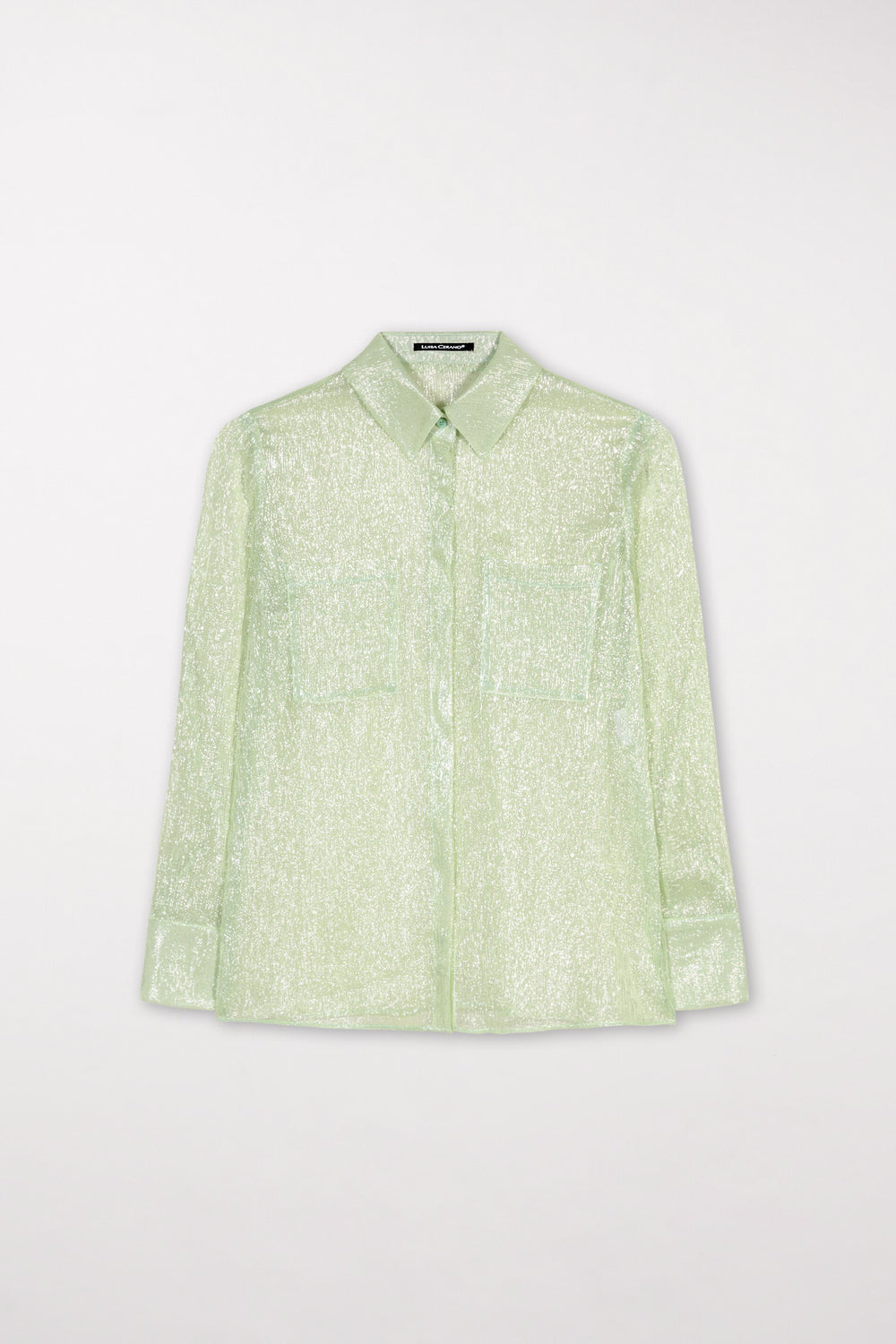 Shirt Blouse with Lamé Effect - mint - Standard