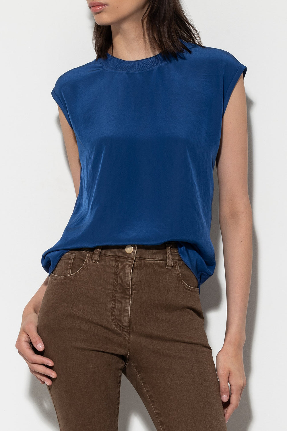 Basic-Top mit Rippdetail - deep blue - Standard