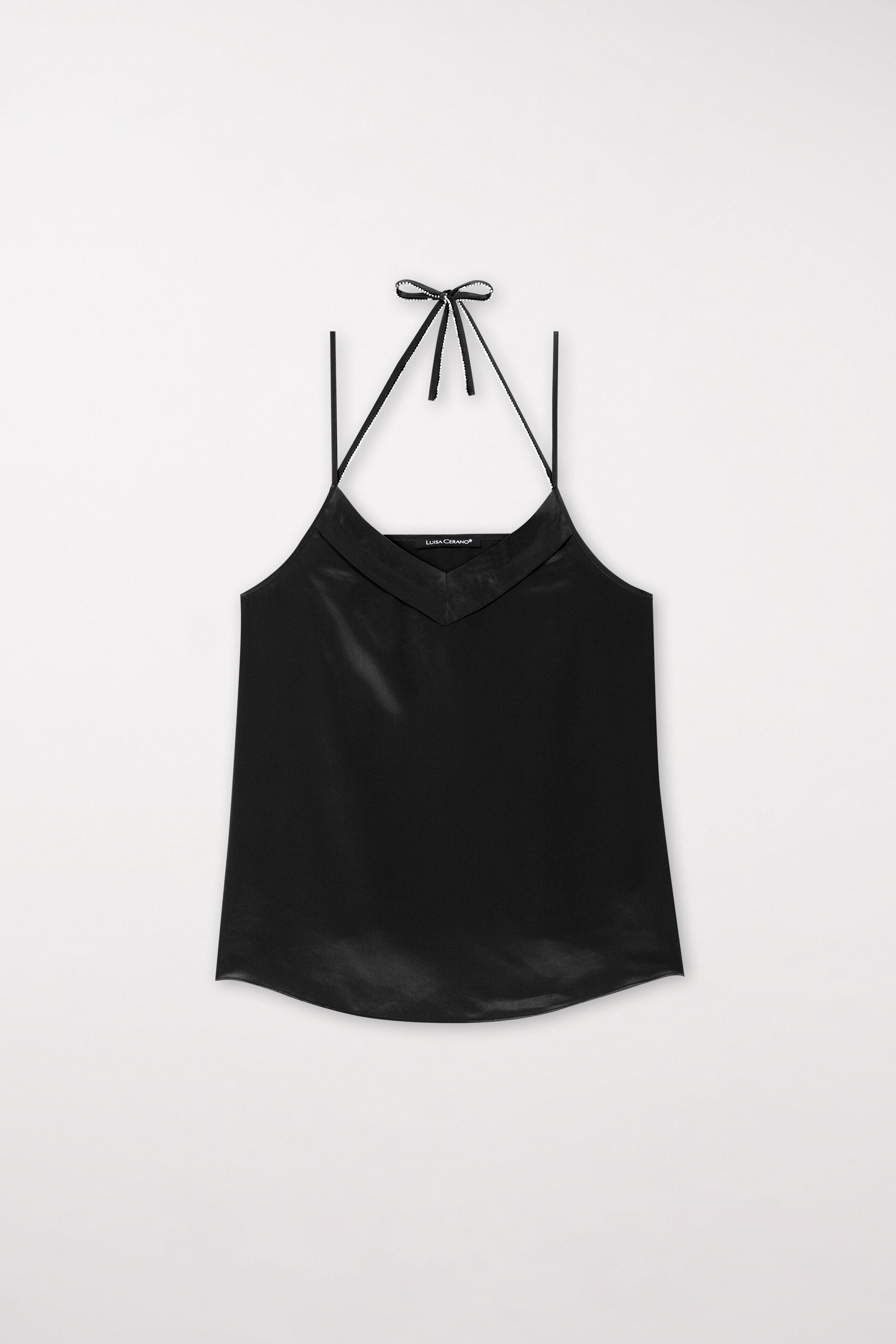 Neckholder-Top - black - mit Schmuck | Artikel Front