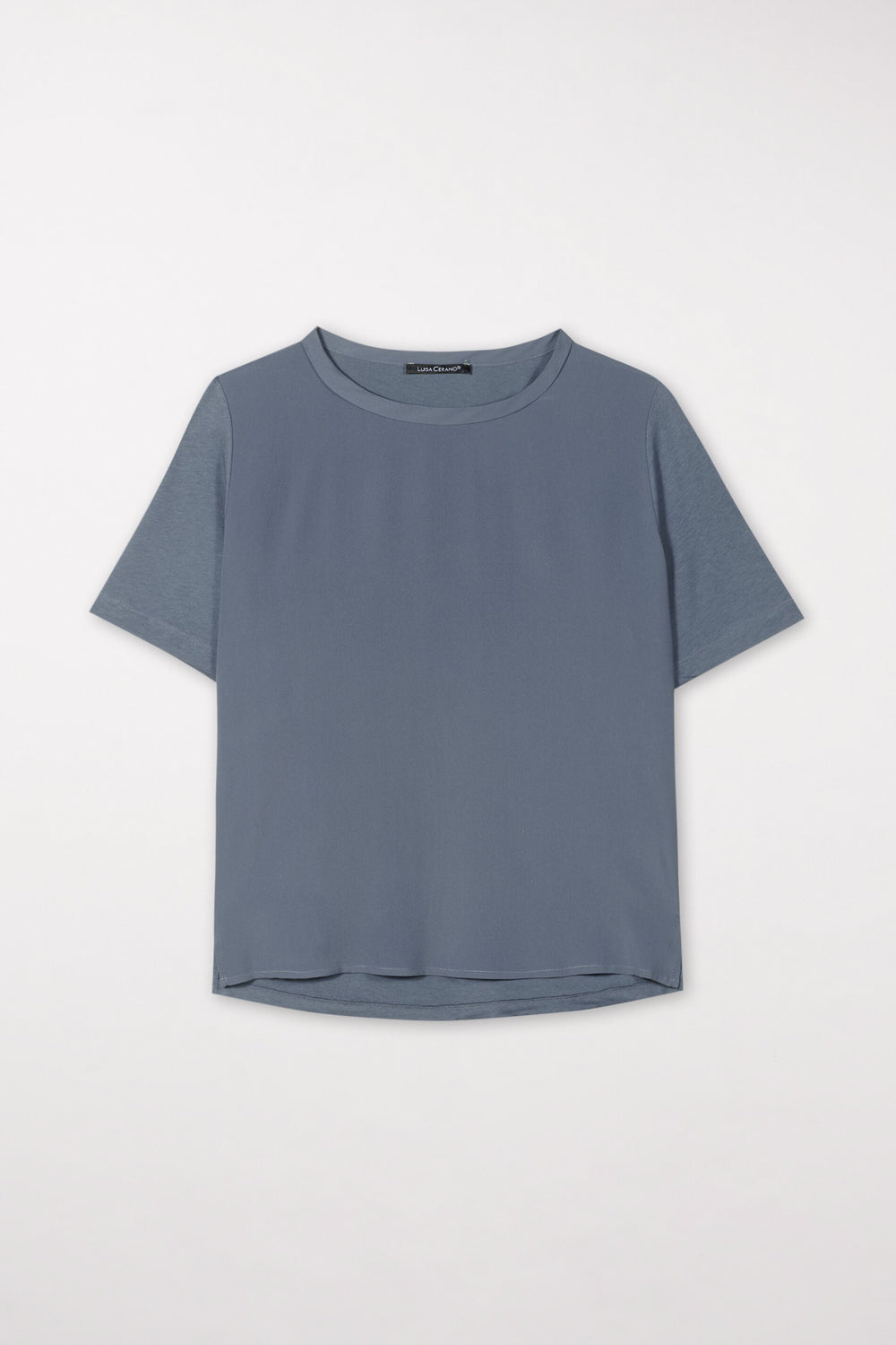 T-Shirt aus Seiden-Mix - greyish blue - Standard