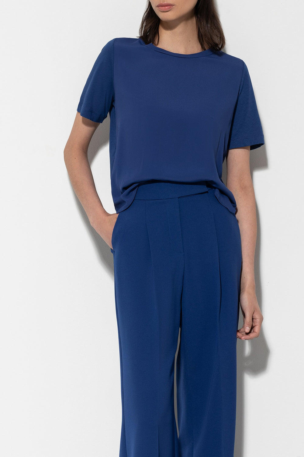 T-Shirt aus Seiden-Mix - deep blue - Standard