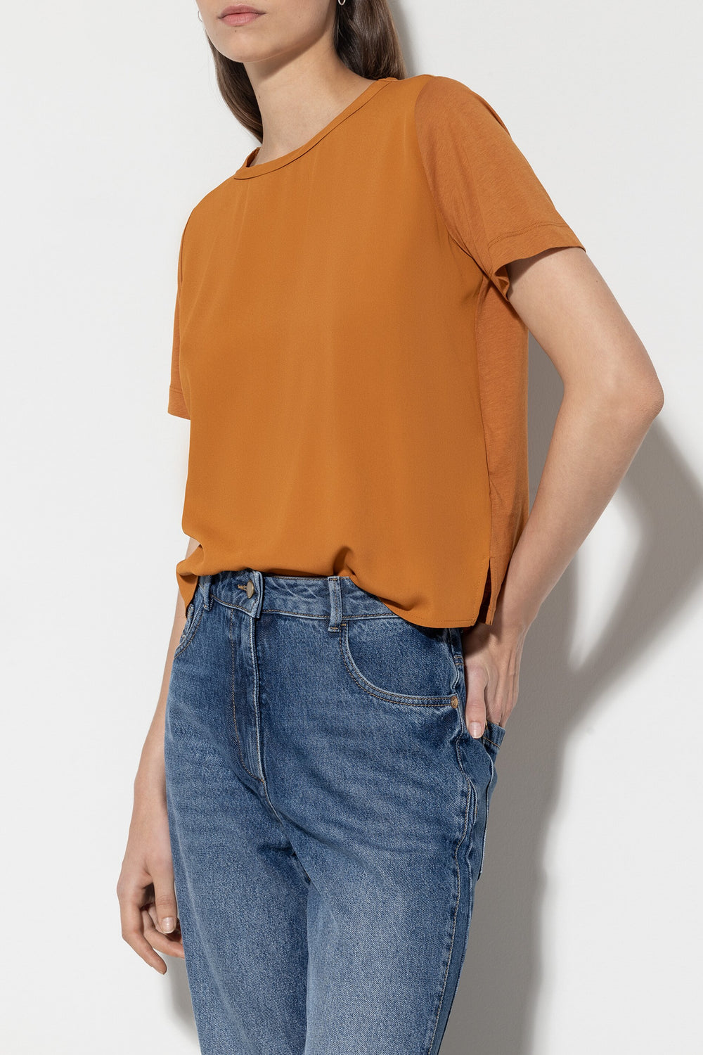 T-Shirt aus Seiden-Mix - kurkuma - Standard