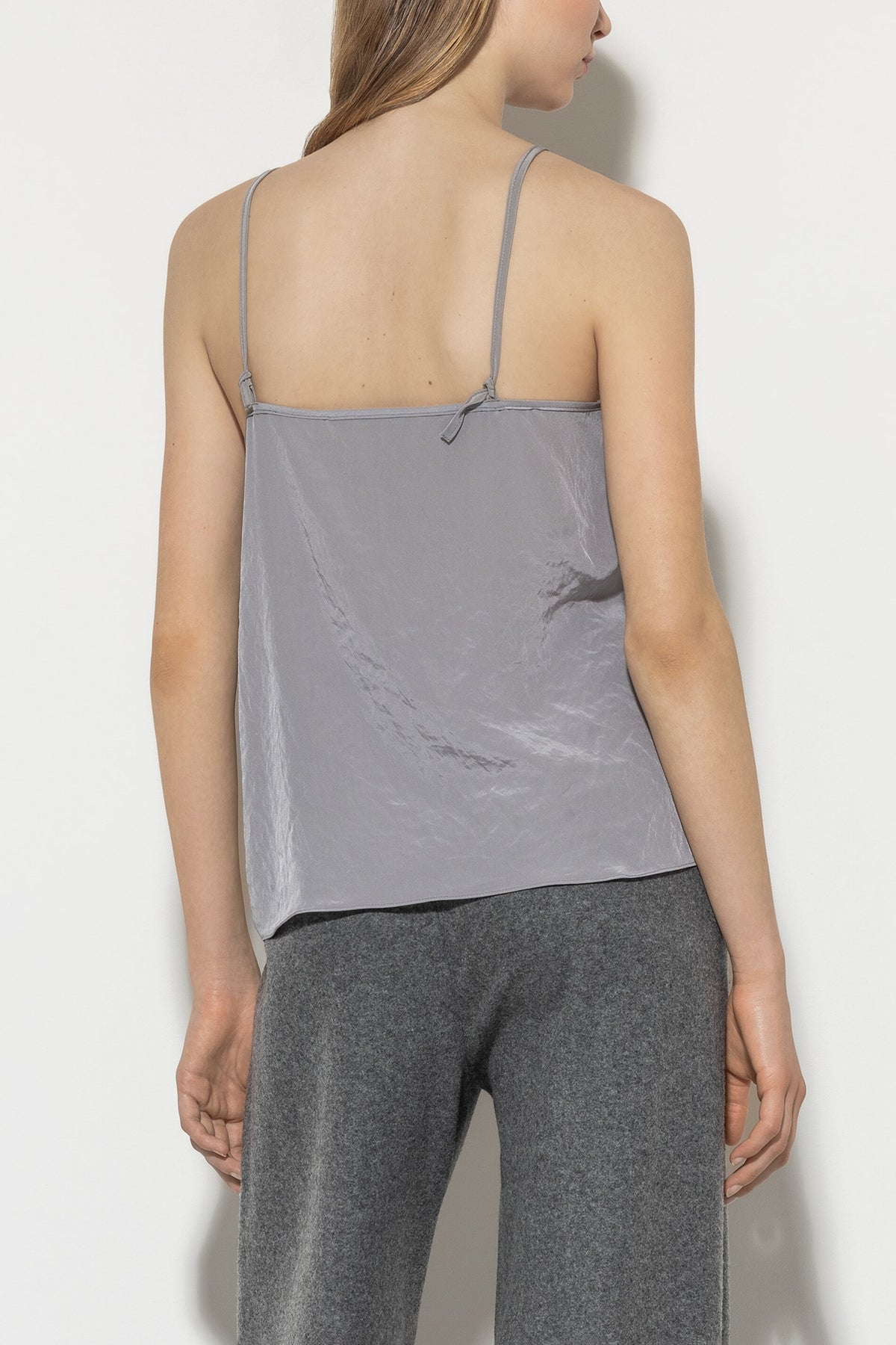 Spaghetti-Top mit Strasskordel - silver grey - Standard | Model Rück