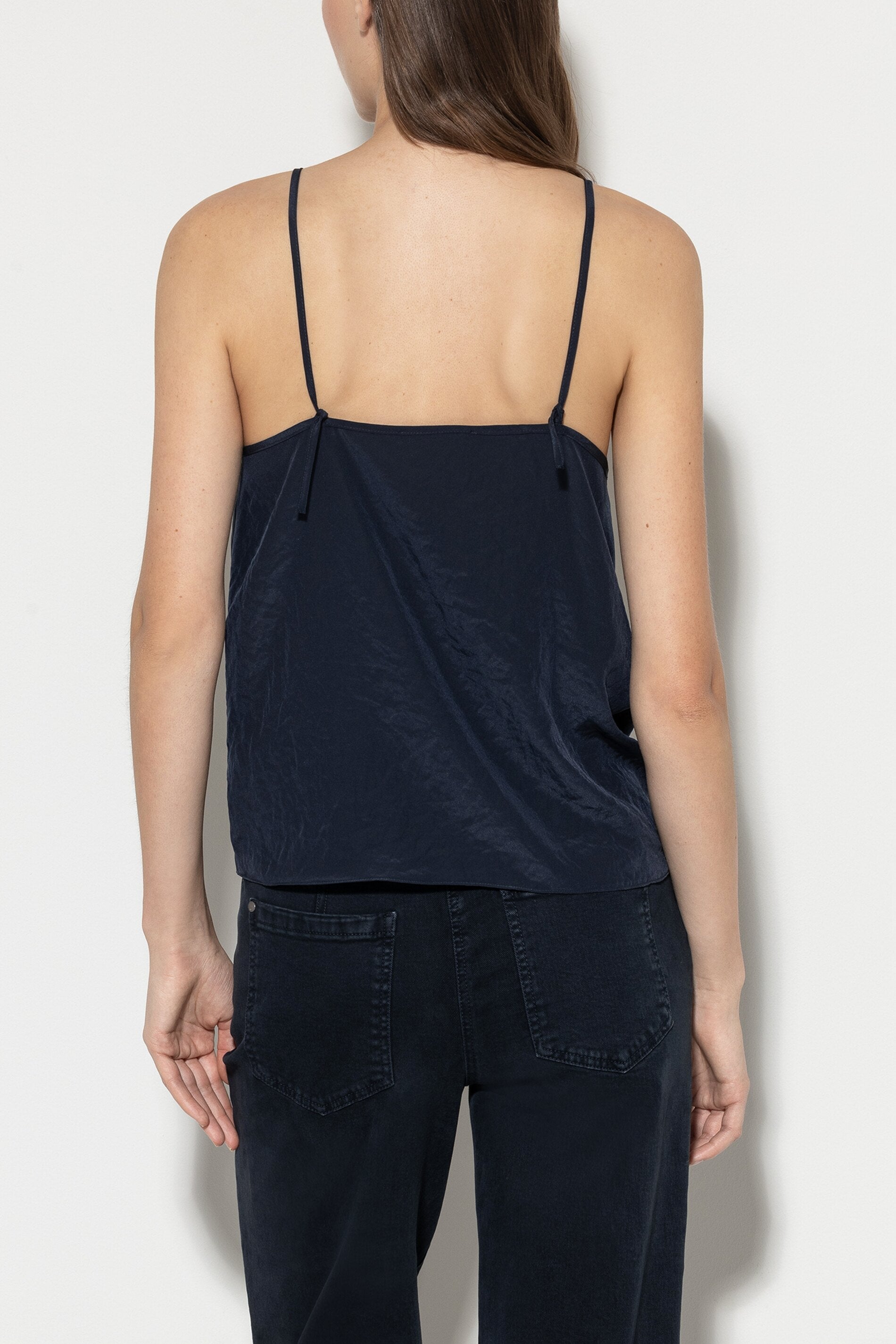 Spaghetti-Top mit Strasskordel - midnight blue - Standard | Model Rück