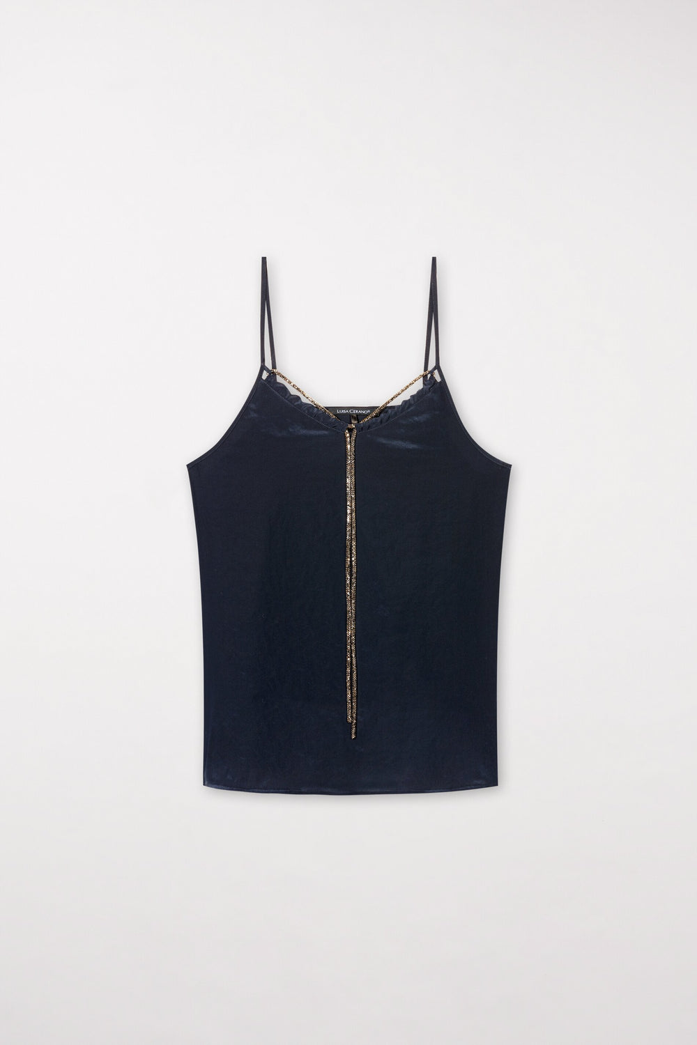 Spaghetti-Top mit Strasskordel - midnight blue - Standard