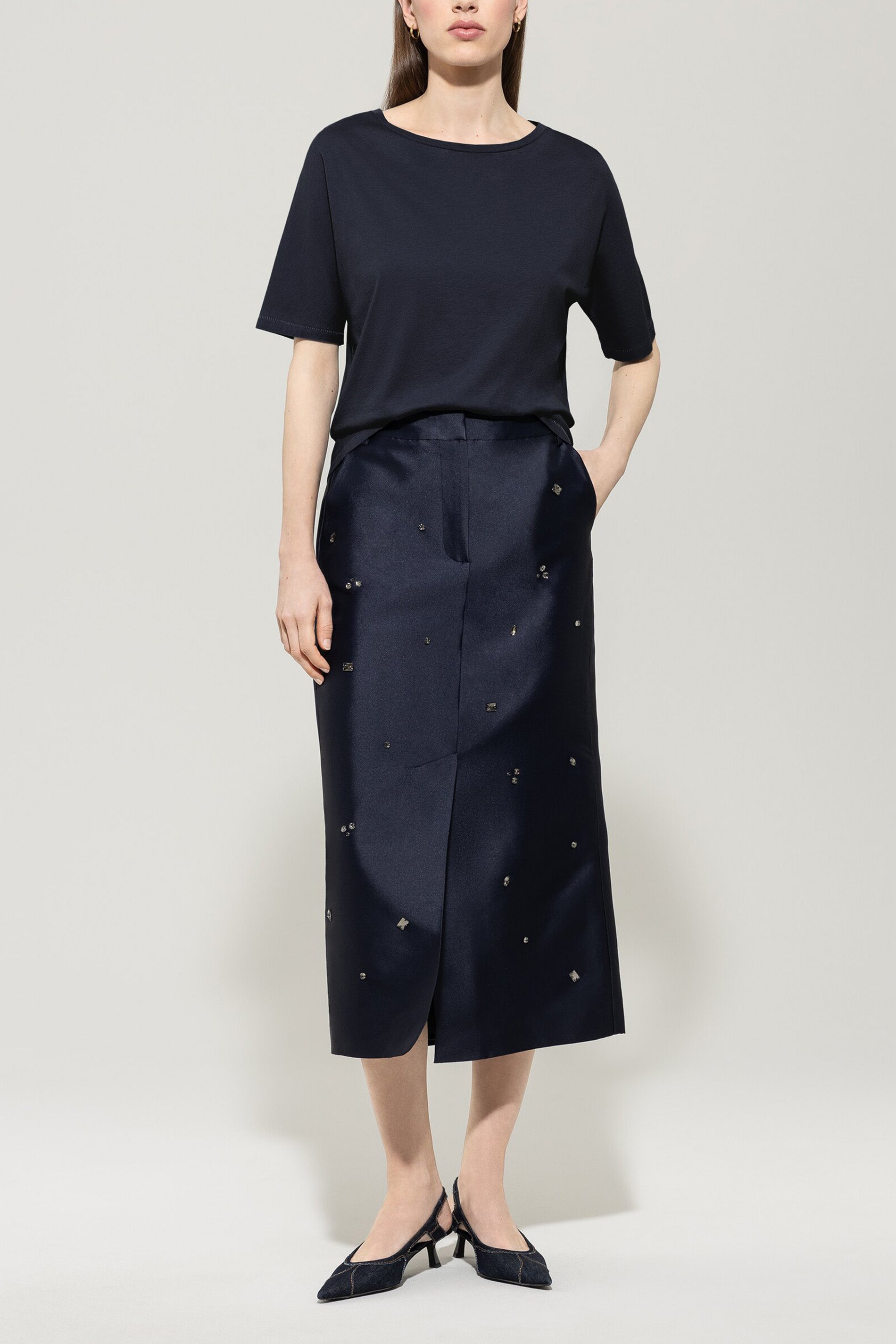 T-shirt in cotton blend dark blue Standard